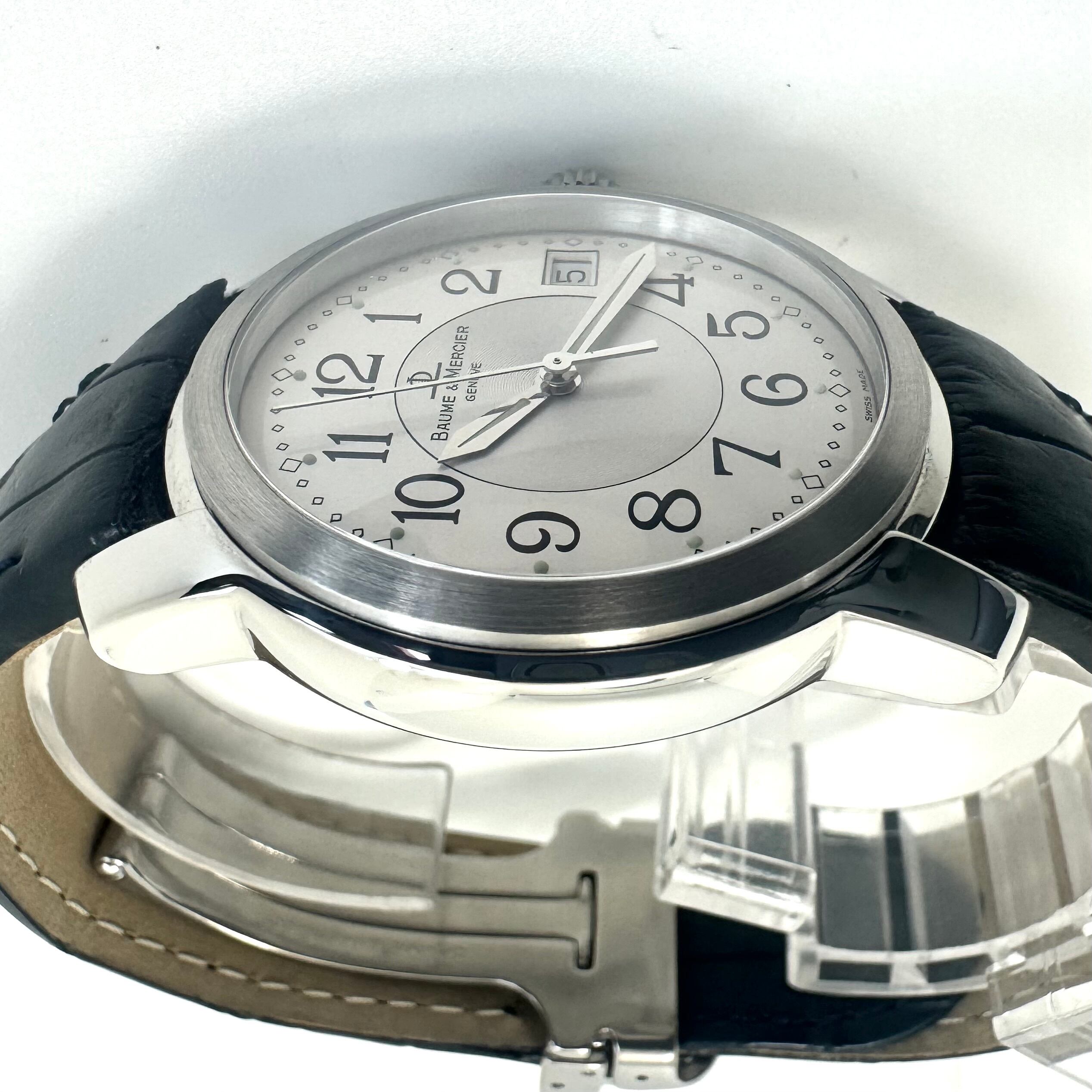 【美品・OH、電池交換済み】ボーム＆メルシエ　ケープランド　MV045214　5267466　クォーツ　デイト表示　シルバー　革ベルト