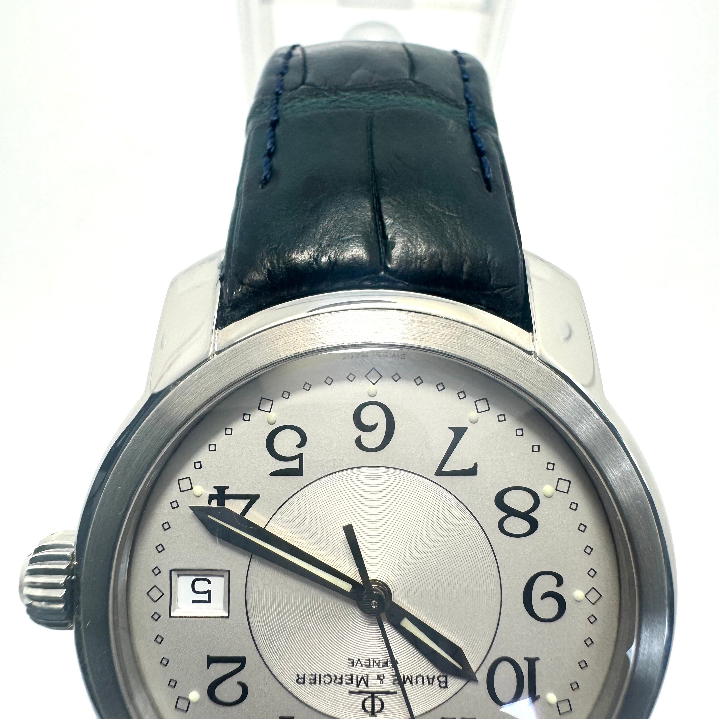 【美品・OH、電池交換済み】ボーム＆メルシエ　ケープランド　MV045214　5267466　クォーツ　デイト表示　シルバー　革ベルト