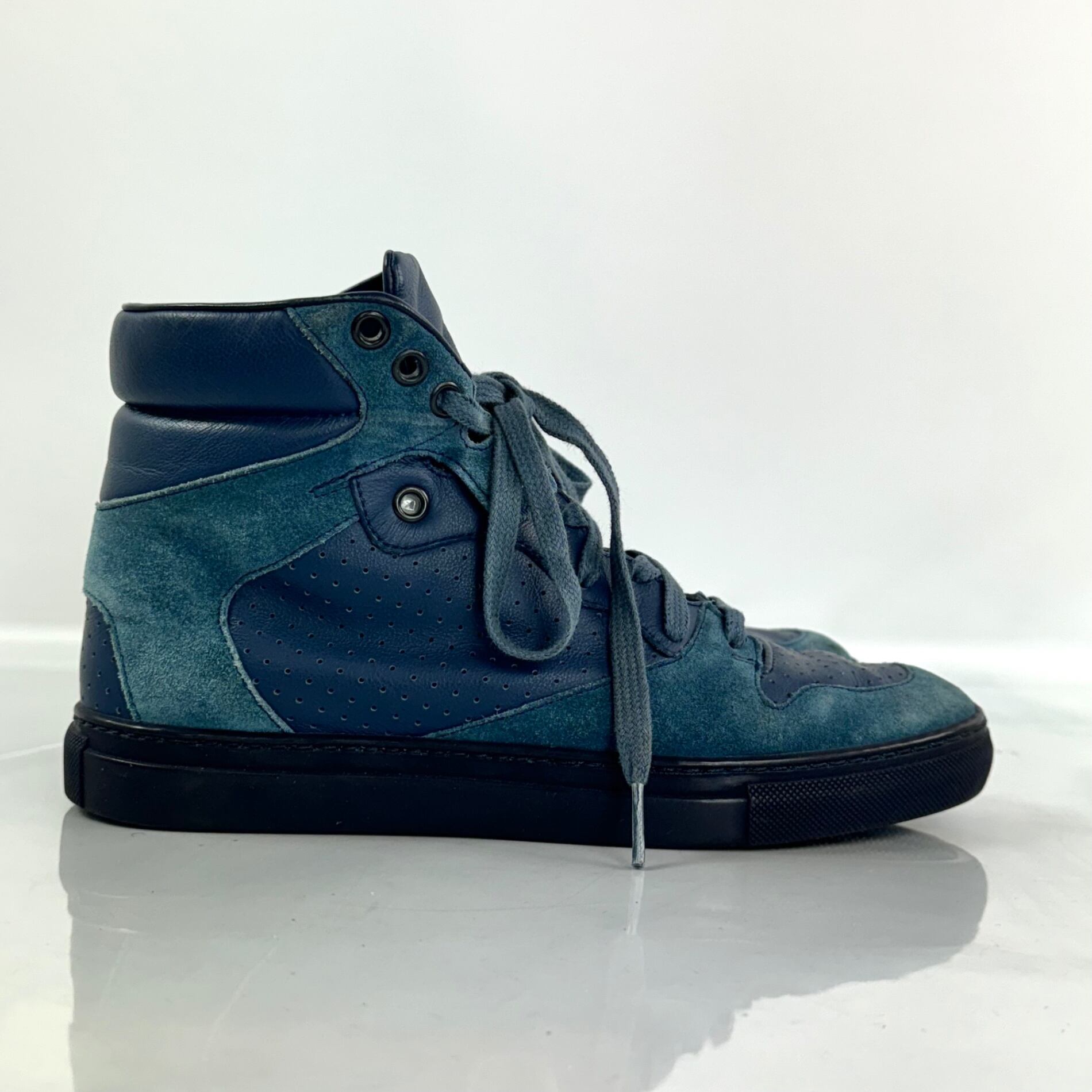 バレンシアガ　ハイカットスニーカー　レザー　スエード　24cm　ネイビー　青
