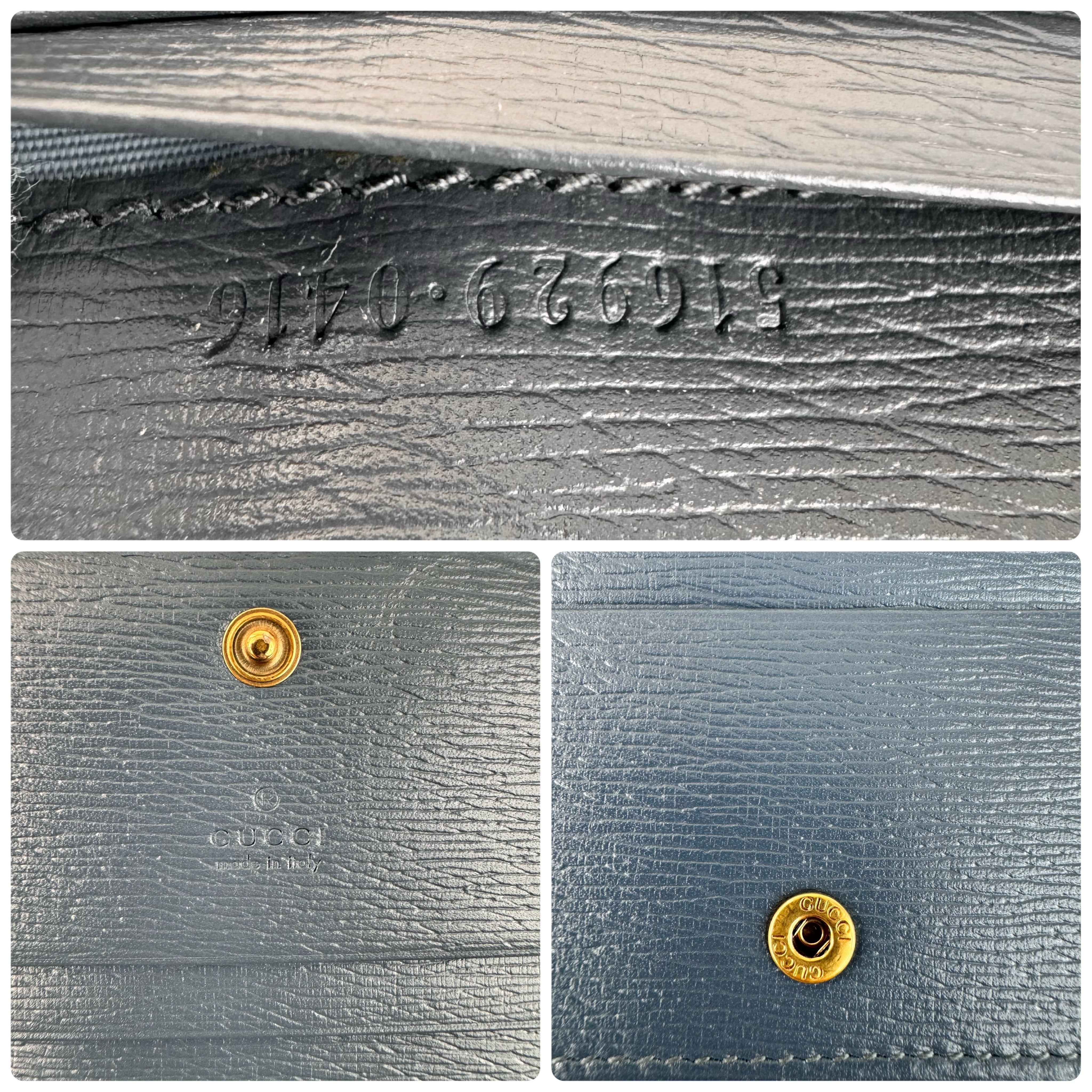 【希少】グッチ　ガーデン　財布　バタフライ　516929・0416　二つ折り財布　マーブルカラー　ネイビー