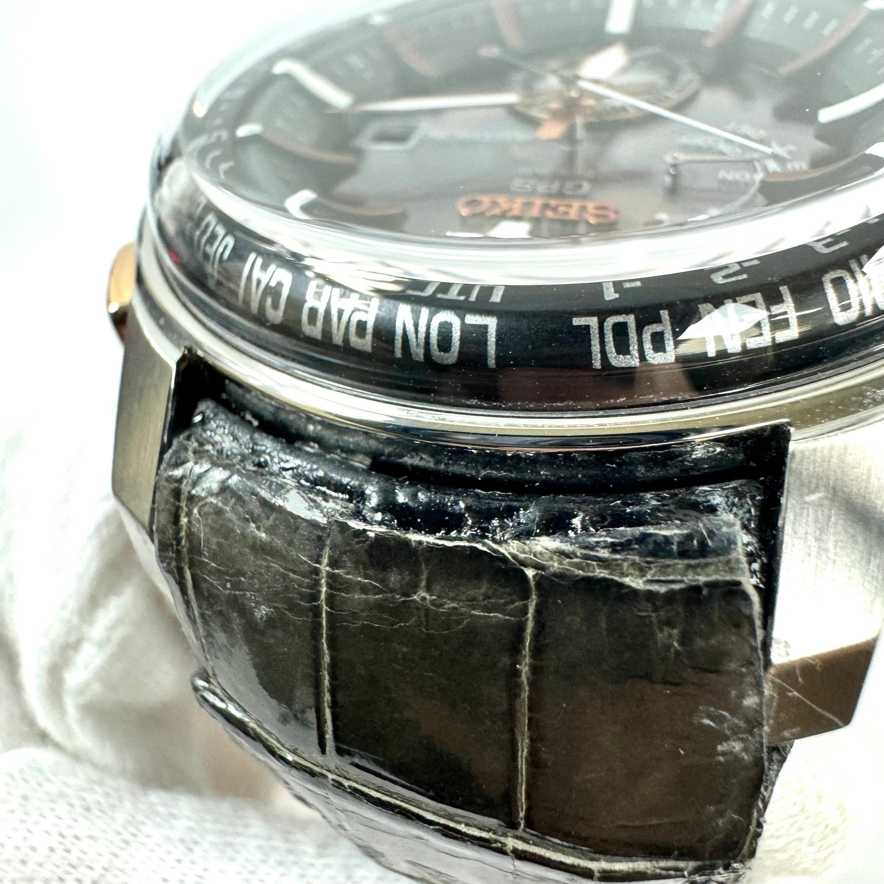 【希少】セイコー　アストロン　SBXA038　7X52-0AK0　GPSは　電波ソーラー　黒　革ベルト