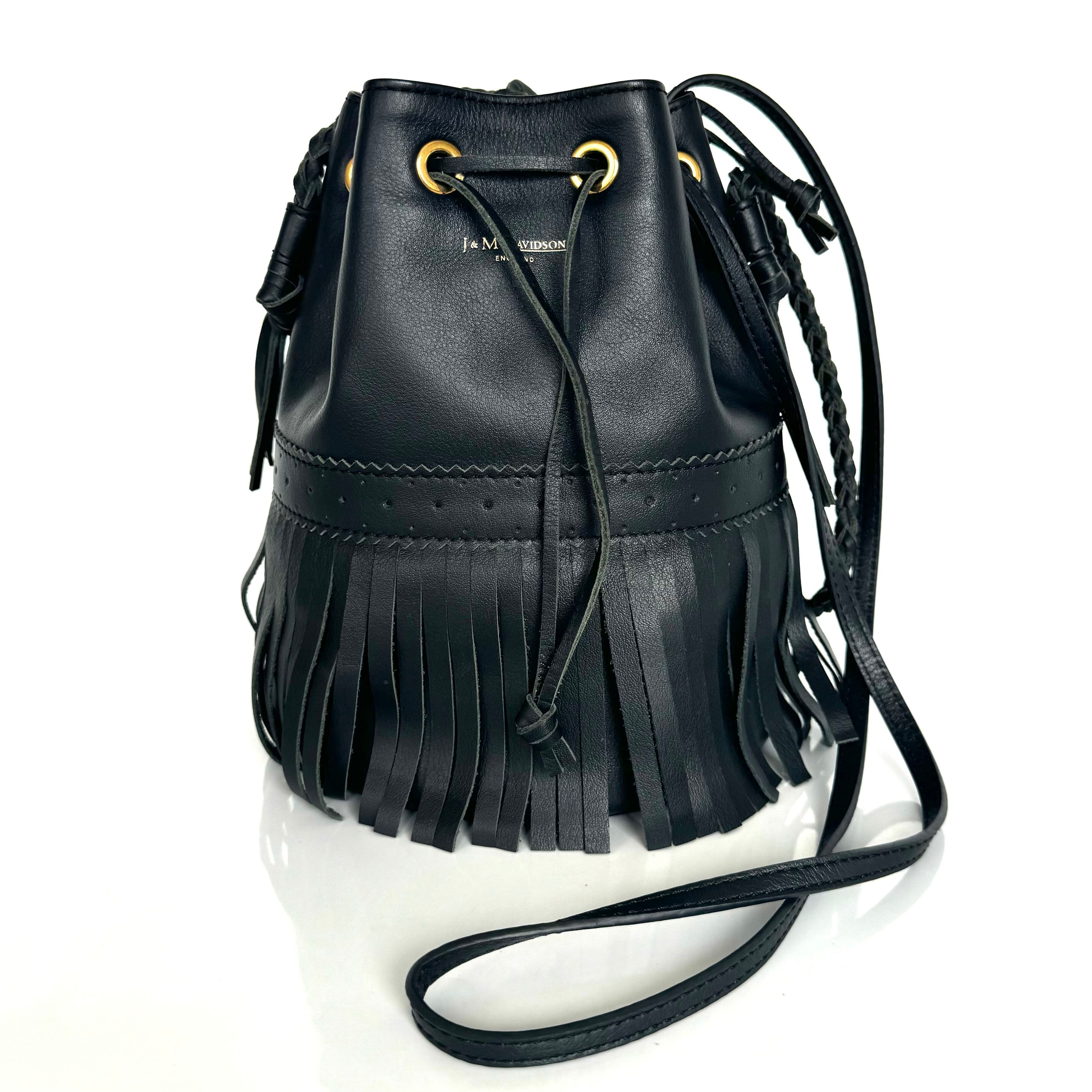 J＆M デビットソン　カーニバル　ミディアム　2WAYバッグ　ショルダーバッグ　ハンドバッグ　フリンジ　レザー　黒