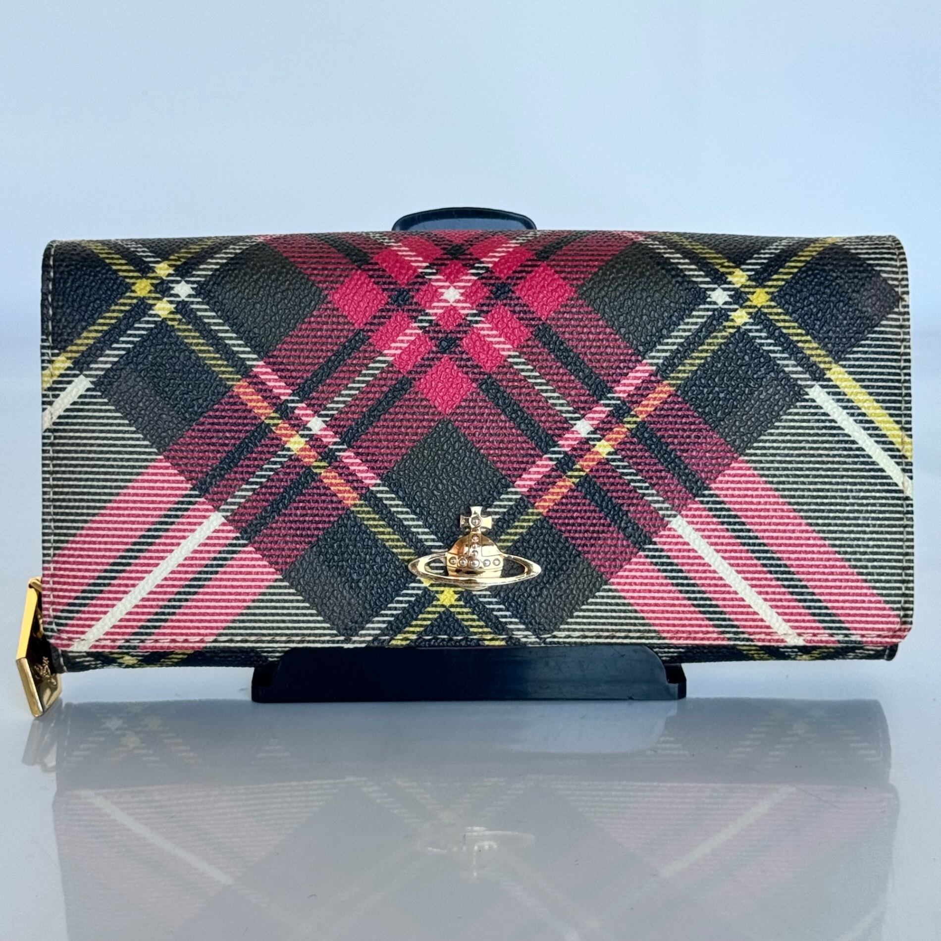 ヴィヴィアンウエストウッド　長財布　タータンチェック柄　レザー　PVC