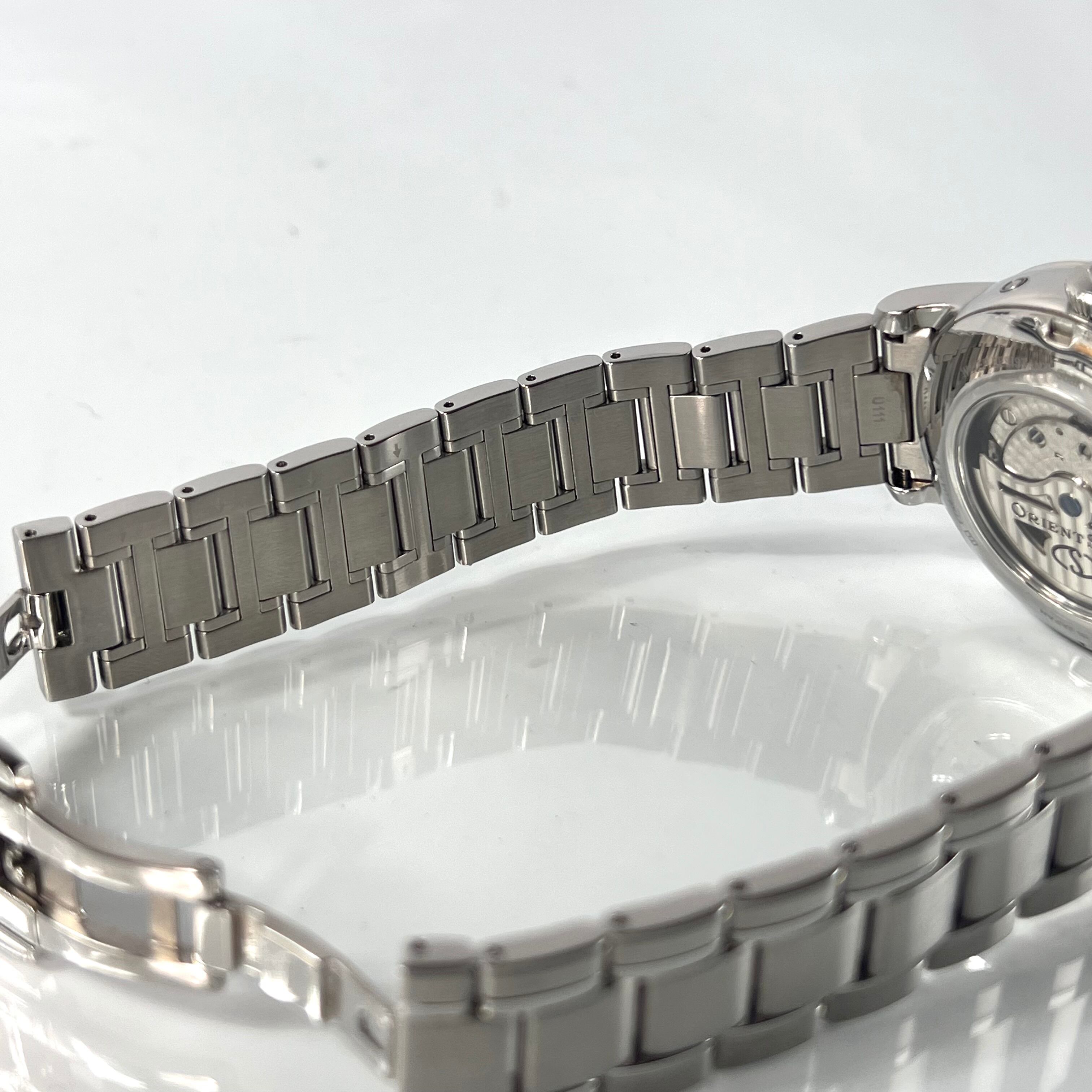 【美品】オリエント　オリエントスター　RK-AM0005S　F7X6-UAA0　自動巻　手巻　セミスケルトン　シルバー　デイト表示　パワーリザーブ　ムーンフェイズ　ローマ数字