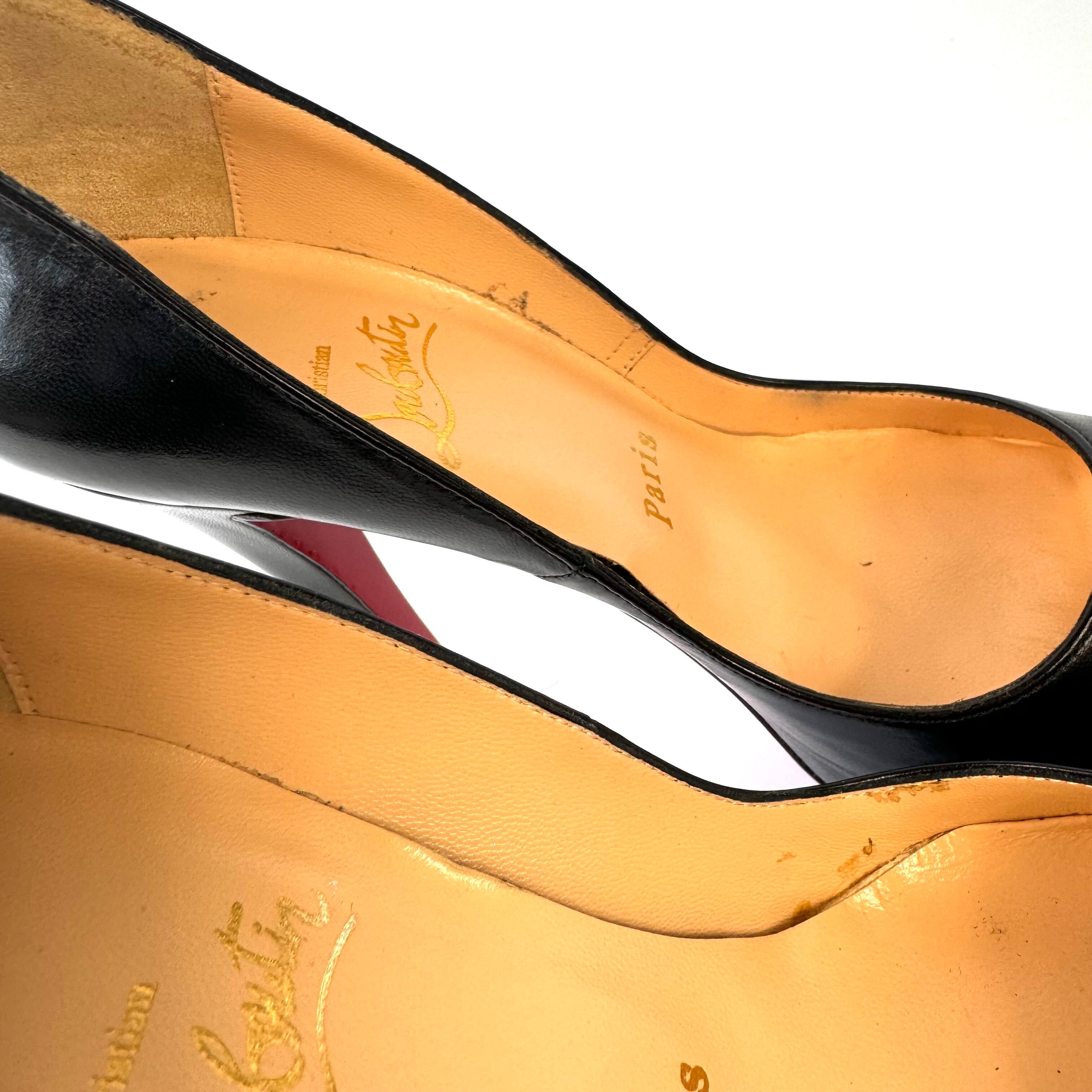 【美品】クリスチャンルブタン　パンプス　ピンヒール　オープントゥ　21cm　黒