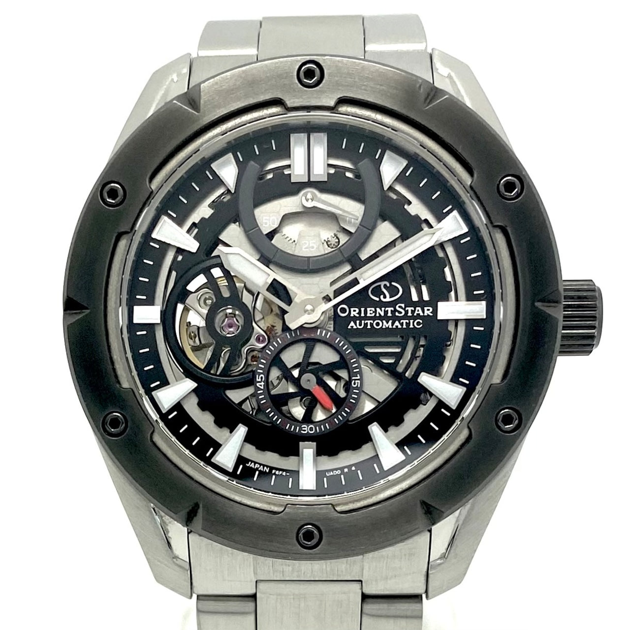 【美品・動作良好】 腕時計 メンズ オリエントスター コンテンポラリー アバンギャルドスケルトン RK-AV0A01B F6F4-UAF0 自動巻 パワーリザーブ 黒 10気圧防水