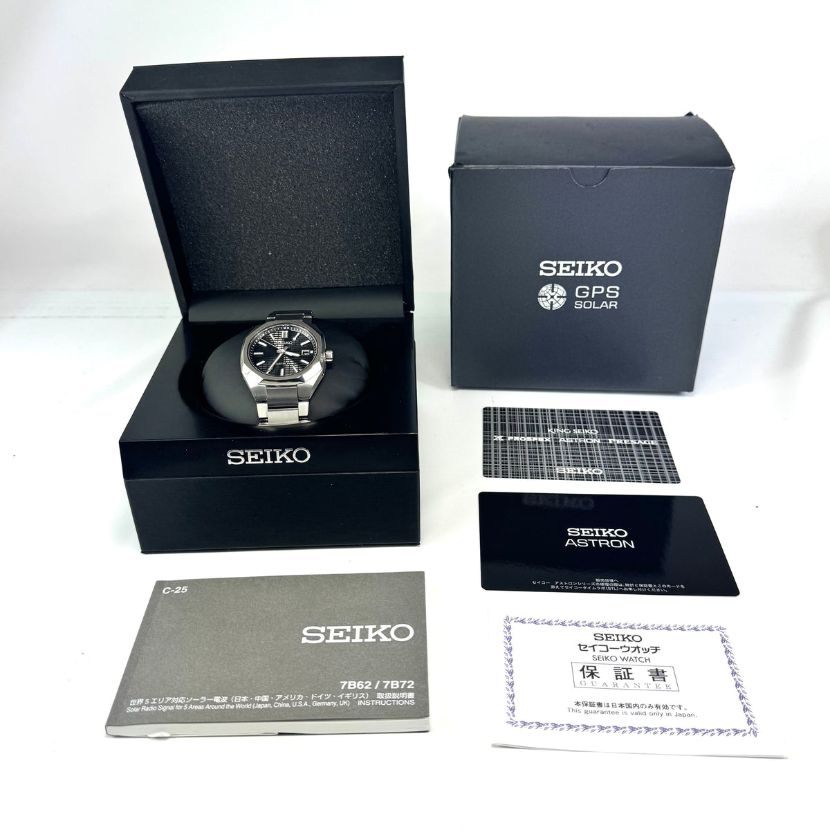 【美品】中古 腕時計 メンズ セイコー アストロン ネクスター SBXY063 7B72-0AF0 GPSソーラー 黒 デイト表示 チタニウム 10気圧防水