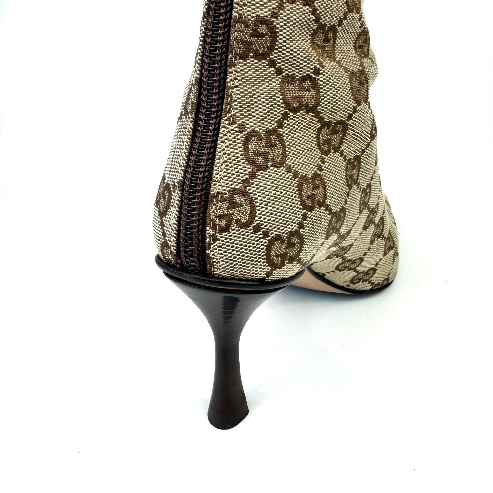 【希少】グッチ　ロングブーツ　GGキャンバス　ブラウン22cm