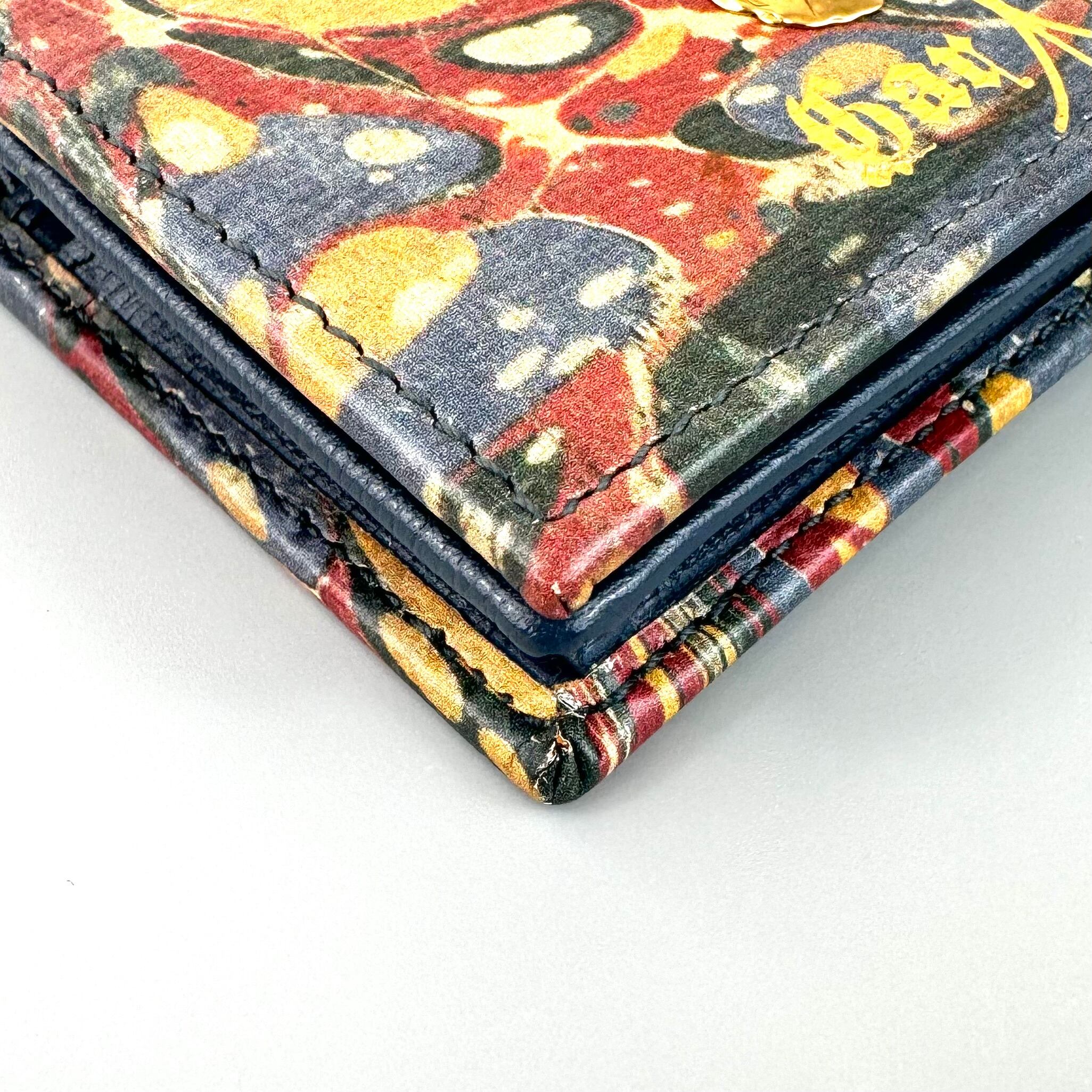 【希少】グッチ　ガーデン　財布　バタフライ　516929・0416　二つ折り財布　マーブルカラー　ネイビー