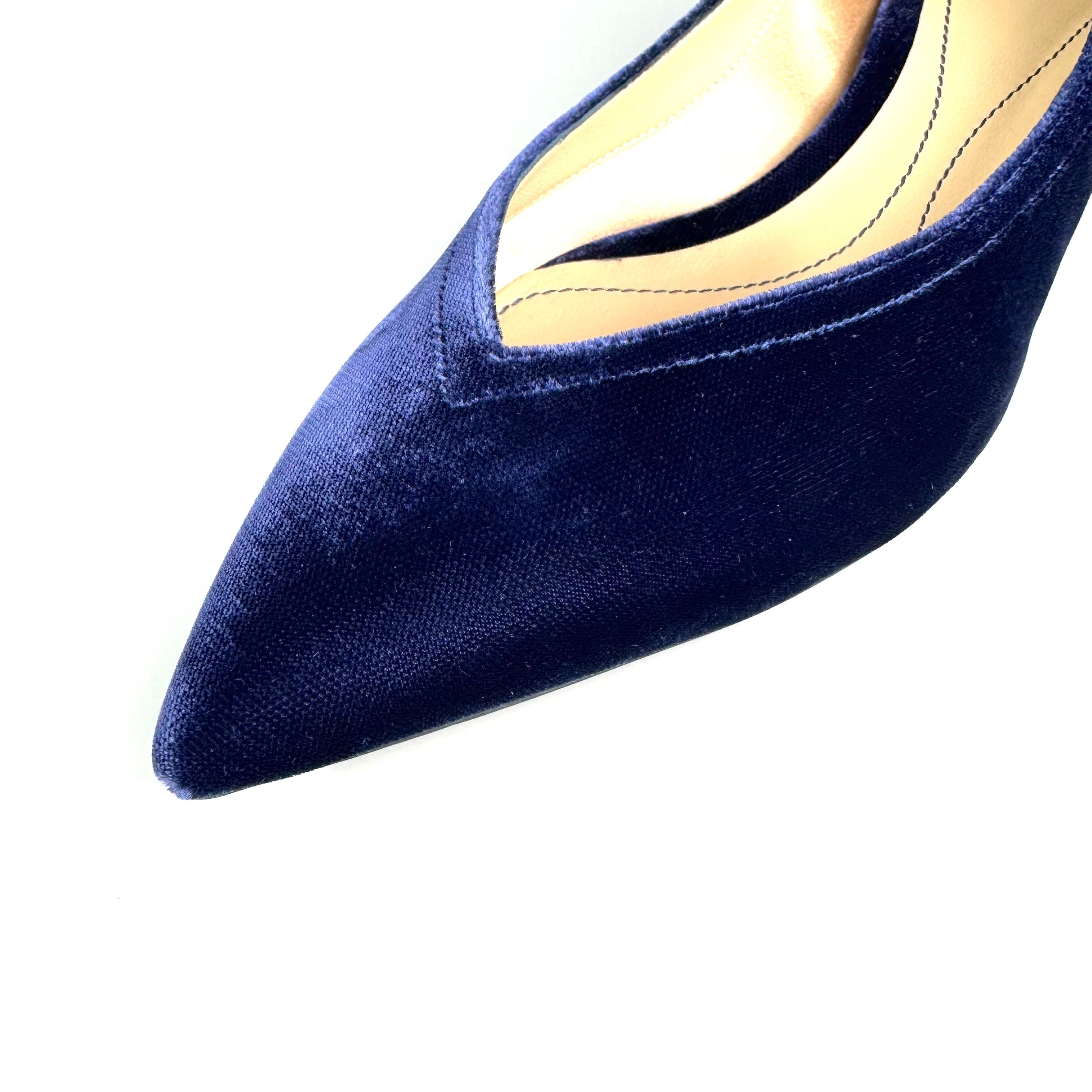 ジョルジオアルマーニ　パンプス　ベロア　ポインテッドトゥ　ネイビー　22.8cm