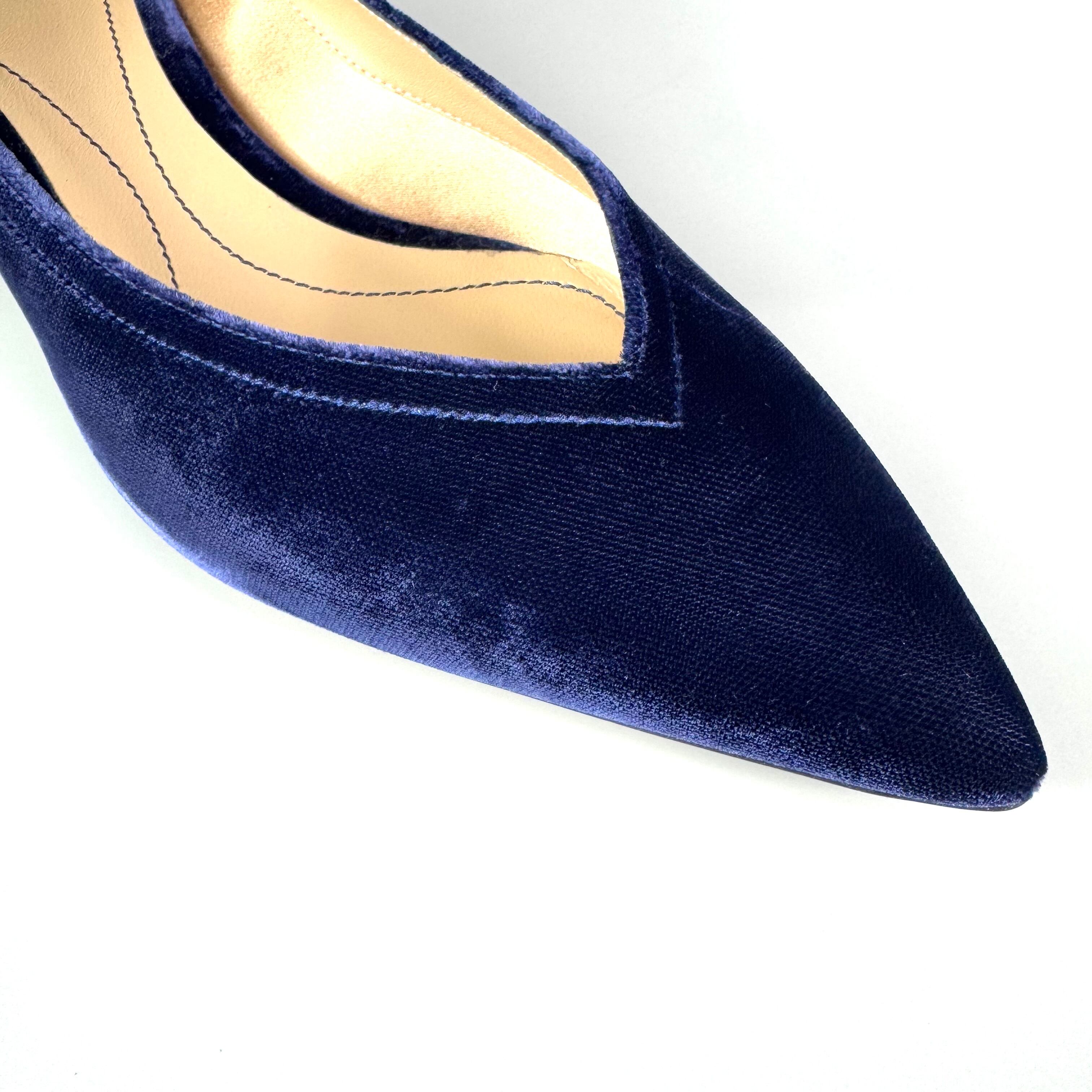 ジョルジオアルマーニ　パンプス　ベロア　ポインテッドトゥ　ネイビー　22.8cm
