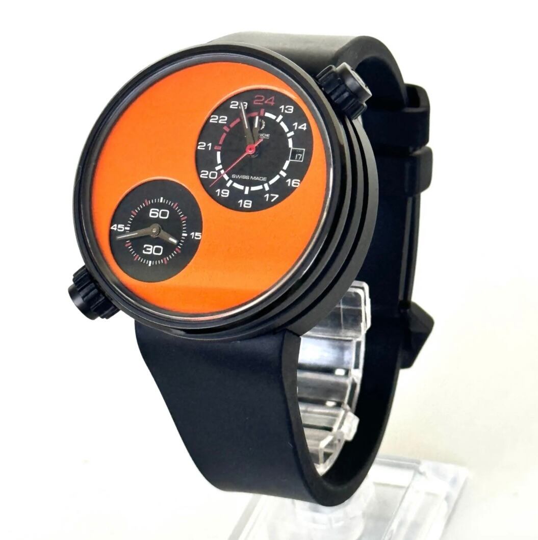 【希少】メカニケヴェローチ　ドゥエヴァルヴォレ　世界250本限定　自動巻　2タイムゾーン　オレンジ　ラバー　デイト表示