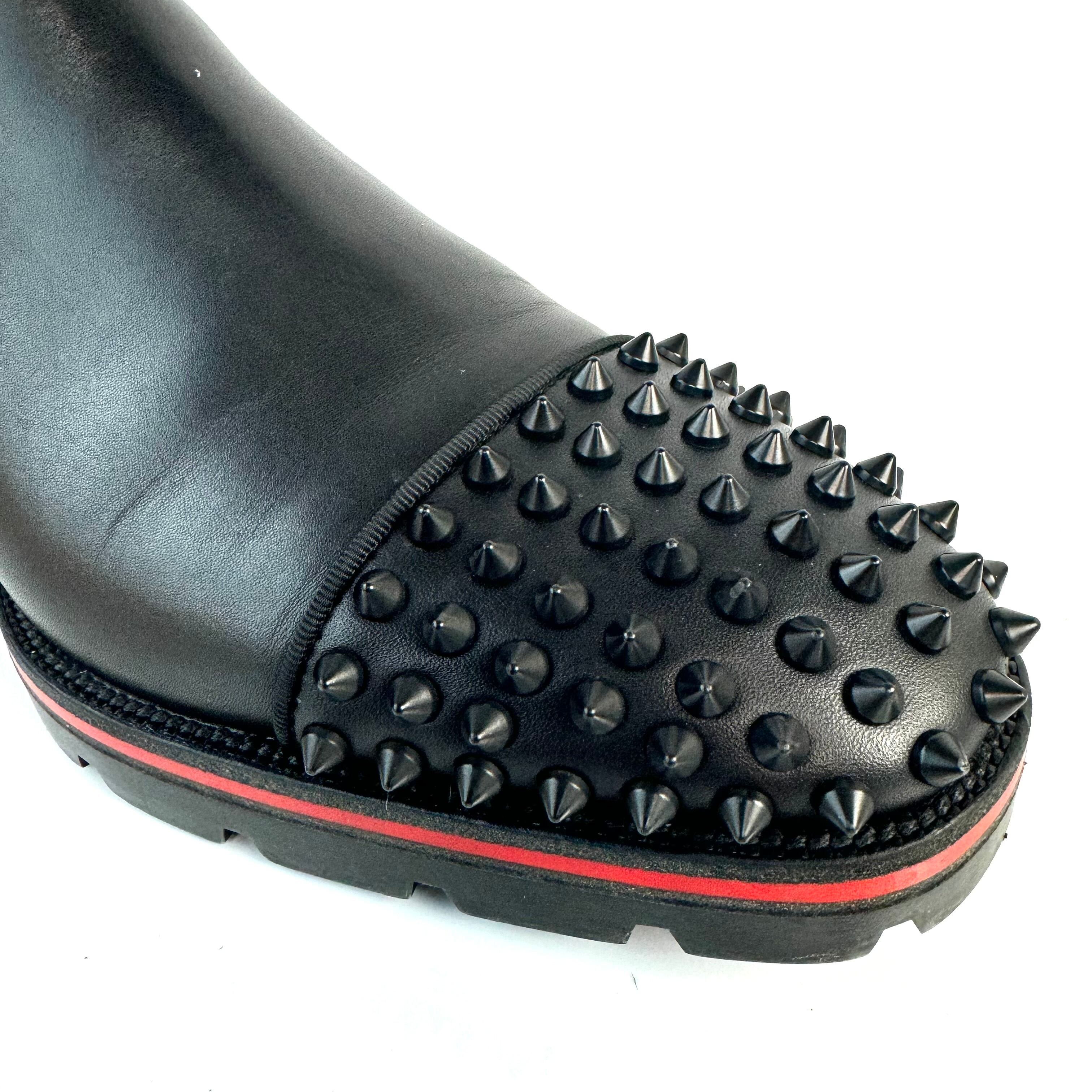 クリスチャンルブタン　サイドゴアブーツ　トゥスタッズ　レザー　黒　26cm