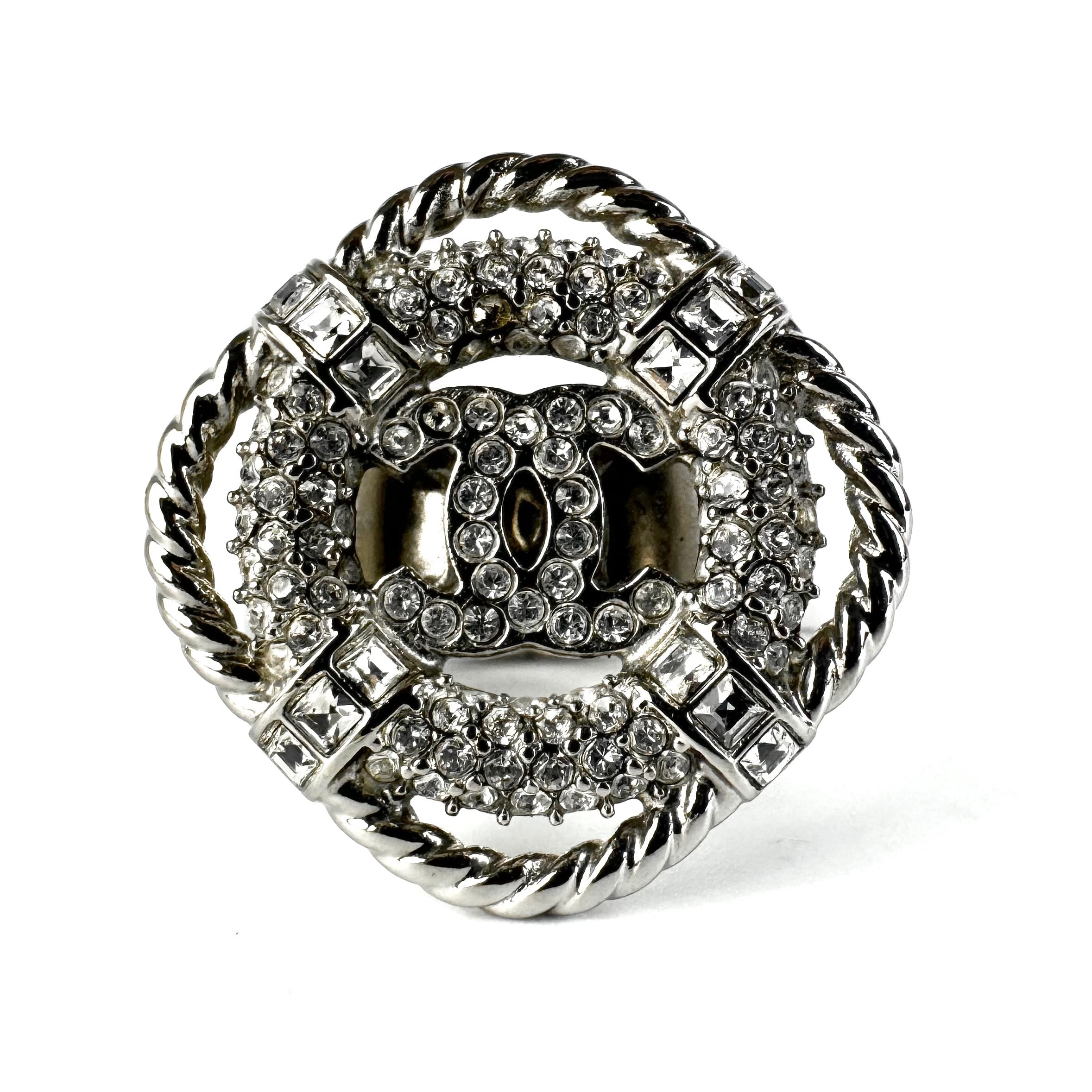 【美品】シャネル　CHANEL　リング　ココマーク　ラインストーン　シルバー　19号