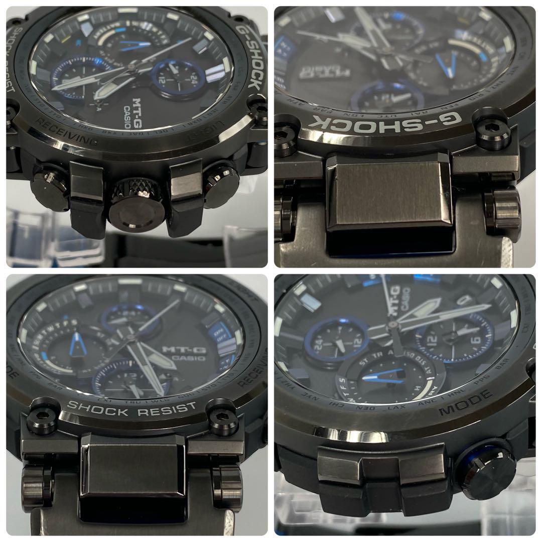 【美品】カシオ　Gショック　MT-G　電波ソーラー　黒　ブルー　デイト表示
