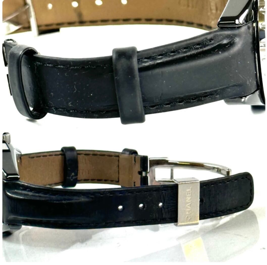 シャネル　CHANEL　J12　H0680　クォーツ　黒　セラミック　デイト表示　革ベルト　レディース