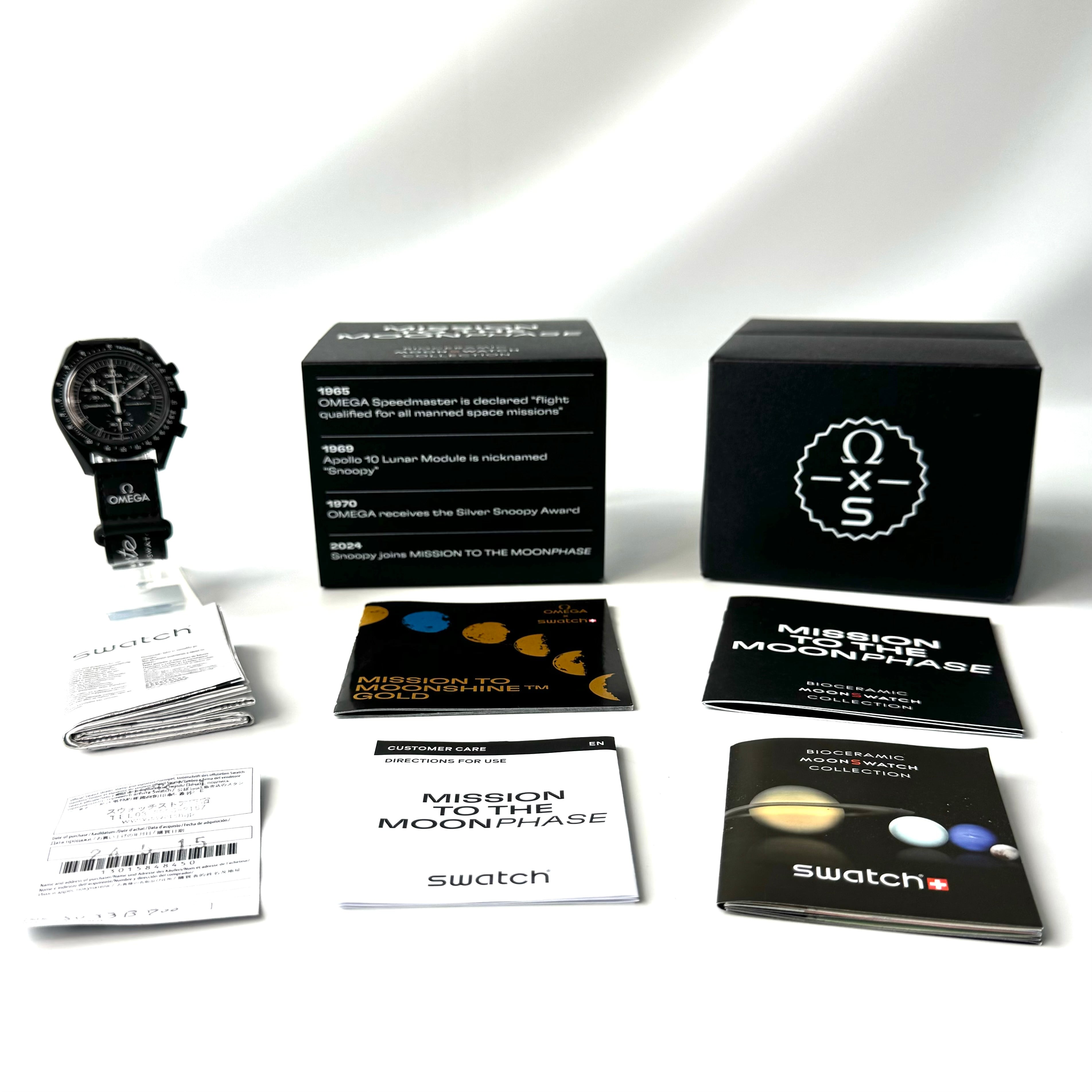 【未使用】オメガ　OMEGA　オメガ×スウォッチ　MISSION TO THE MOONPHASE　スヌーピー　クォーツ　バイオセラミック　黒