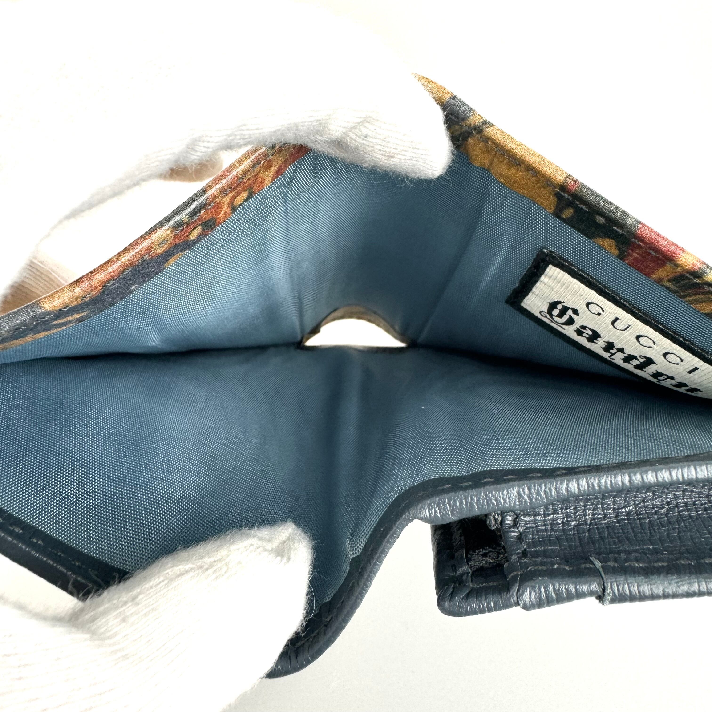 【希少】グッチ　ガーデン　財布　バタフライ　516929・0416　二つ折り財布　マーブルカラー　ネイビー