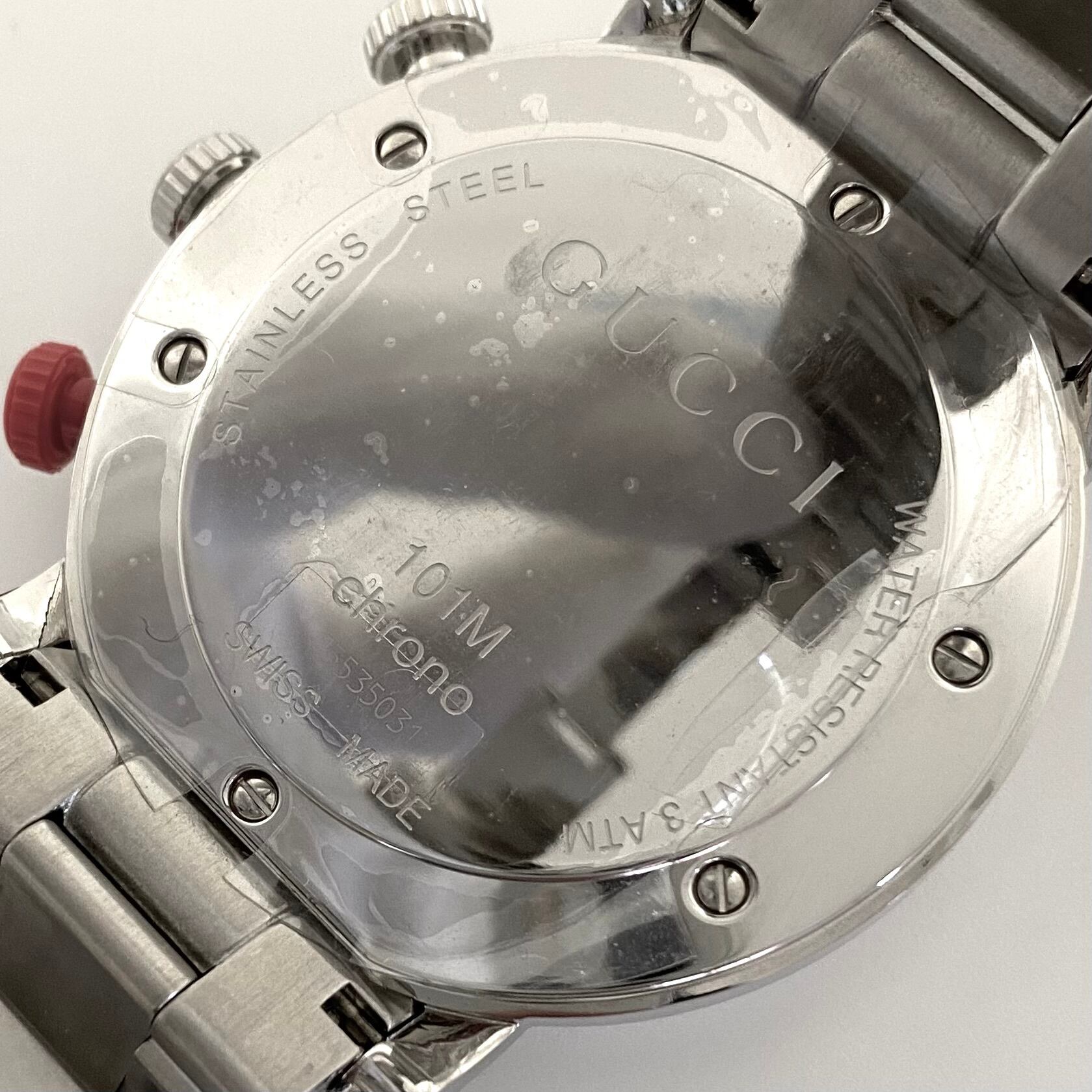 【美品】グッチ　GUCCI　Gクロノ　101M　YA101361　クォーツ　黒　スモールセコンド　クロノグラフ