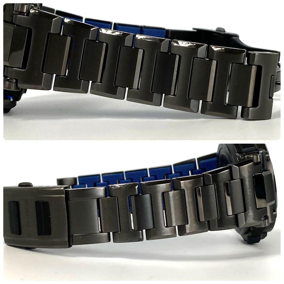 【美品】カシオ　Gショック　MT-G　電波ソーラー　黒　ブルー　デイト表示