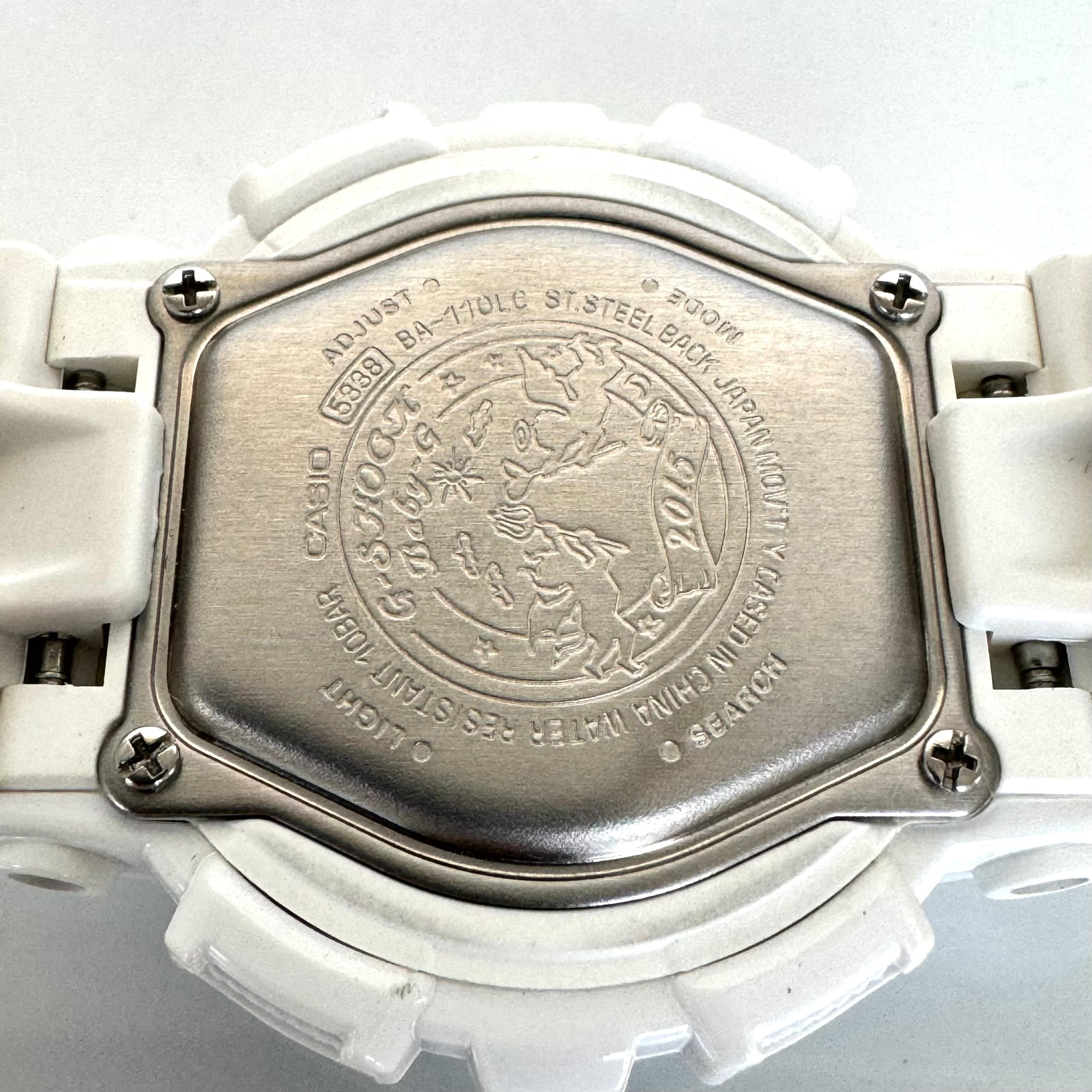 【美品】カシオ　ジーショック　G-SHOCK　BA-110LC　クォーツ　デジアナ　白　ゴールド　樹脂バンド