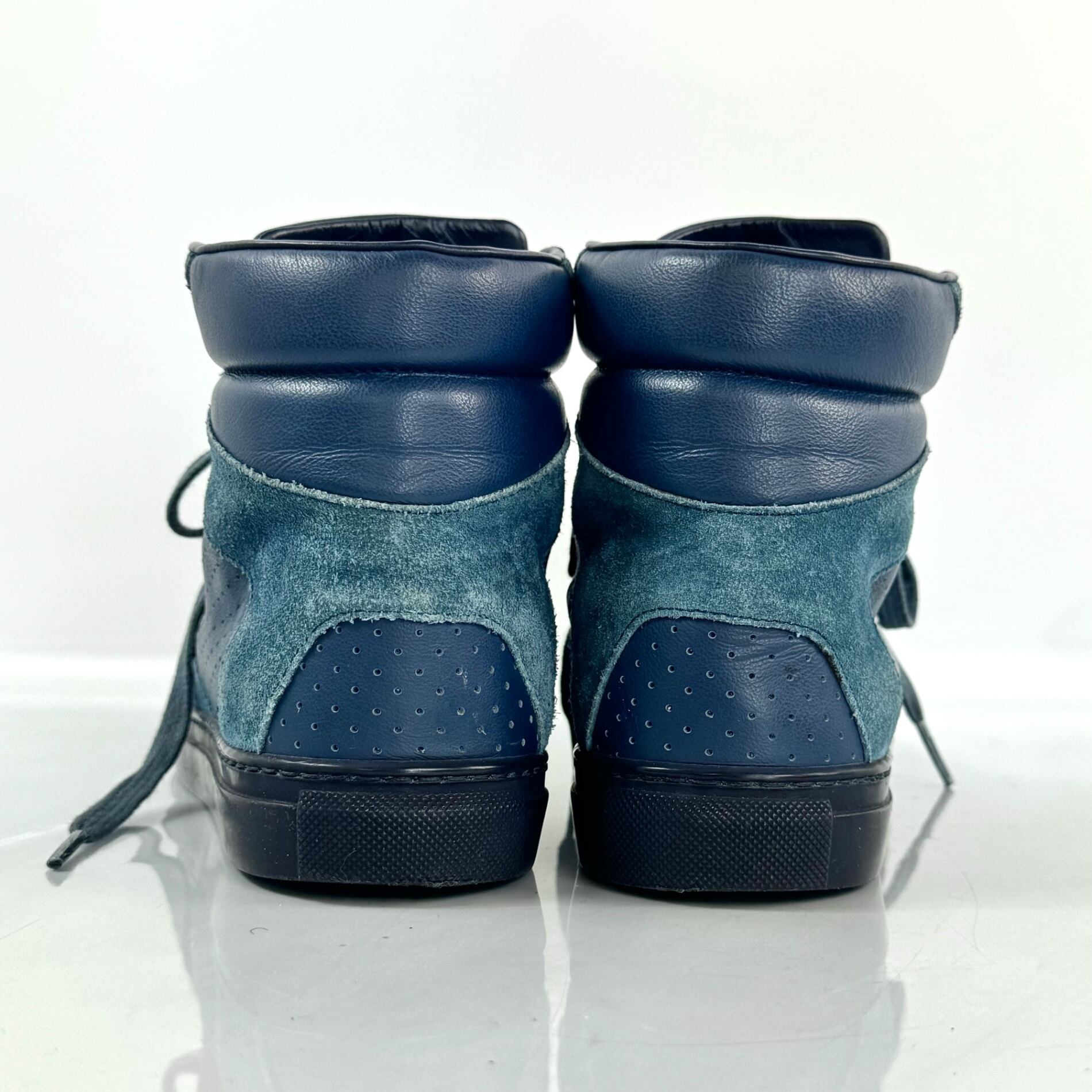 バレンシアガ　ハイカットスニーカー　レザー　スエード　24cm　ネイビー　青