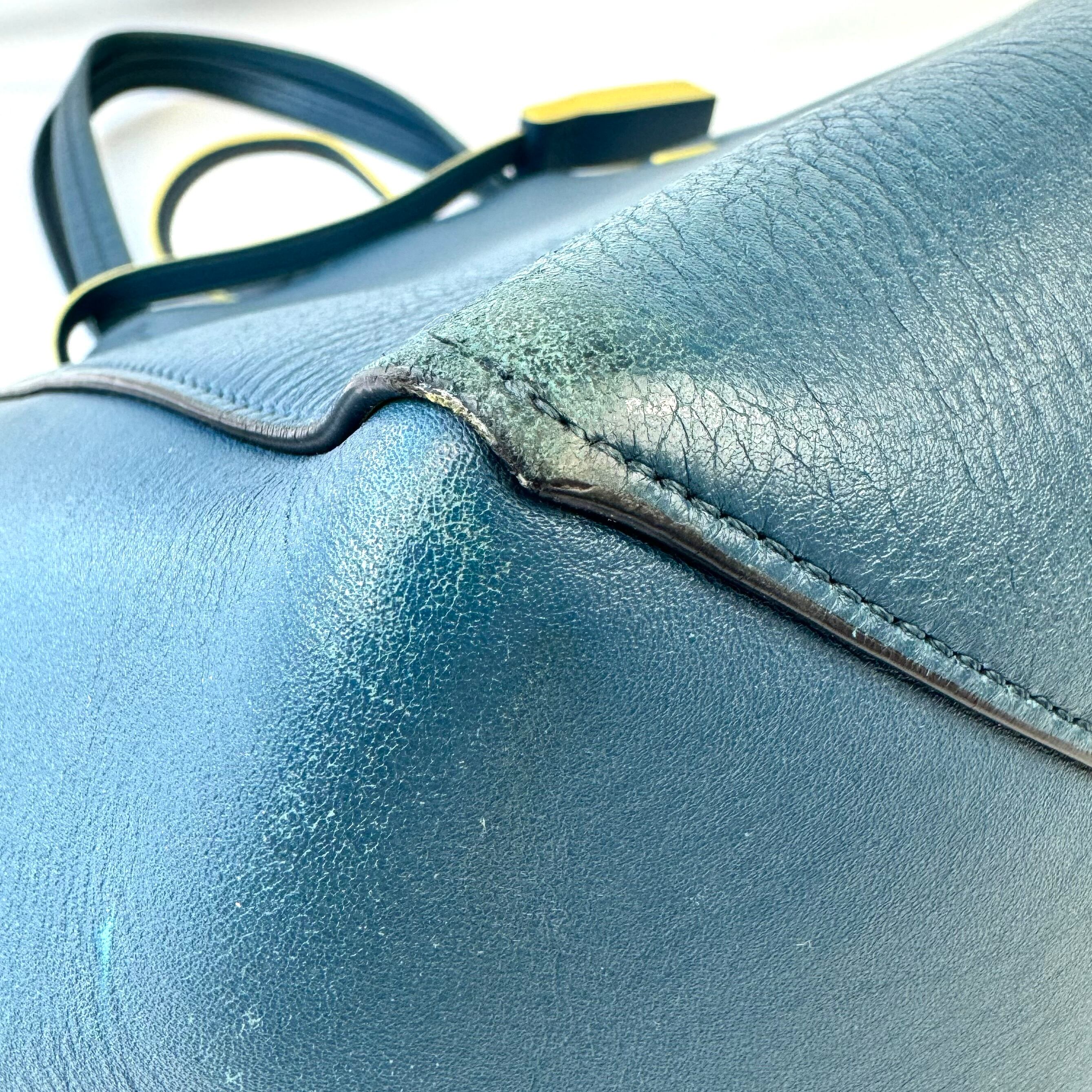 セリーヌ　カバファントム　トートバッグ　スモール　タッセル　カーフ　青　黄色