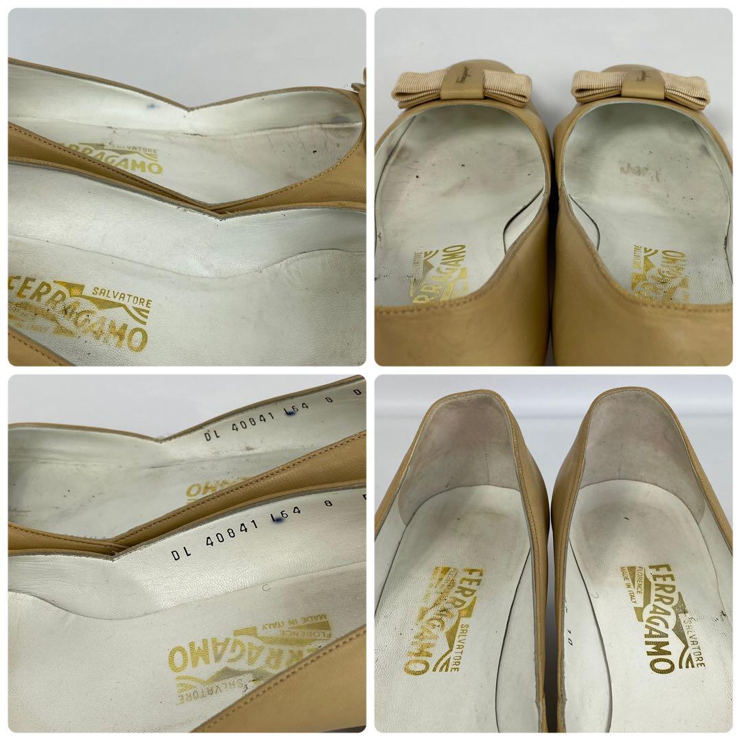 サルヴァトーレフェラガモ　パンプス　ヴァラ　8 D　ベージュ