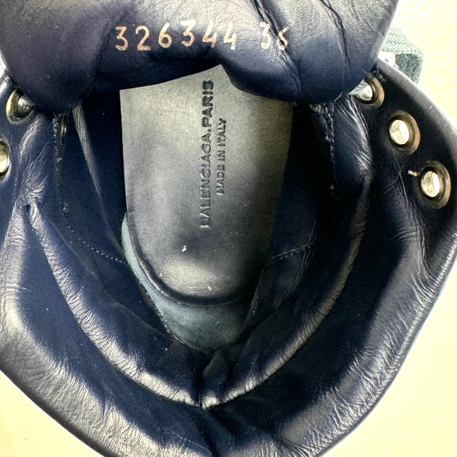 バレンシアガ　ハイカットスニーカー　レザー　スエード　24cm　ネイビー　青