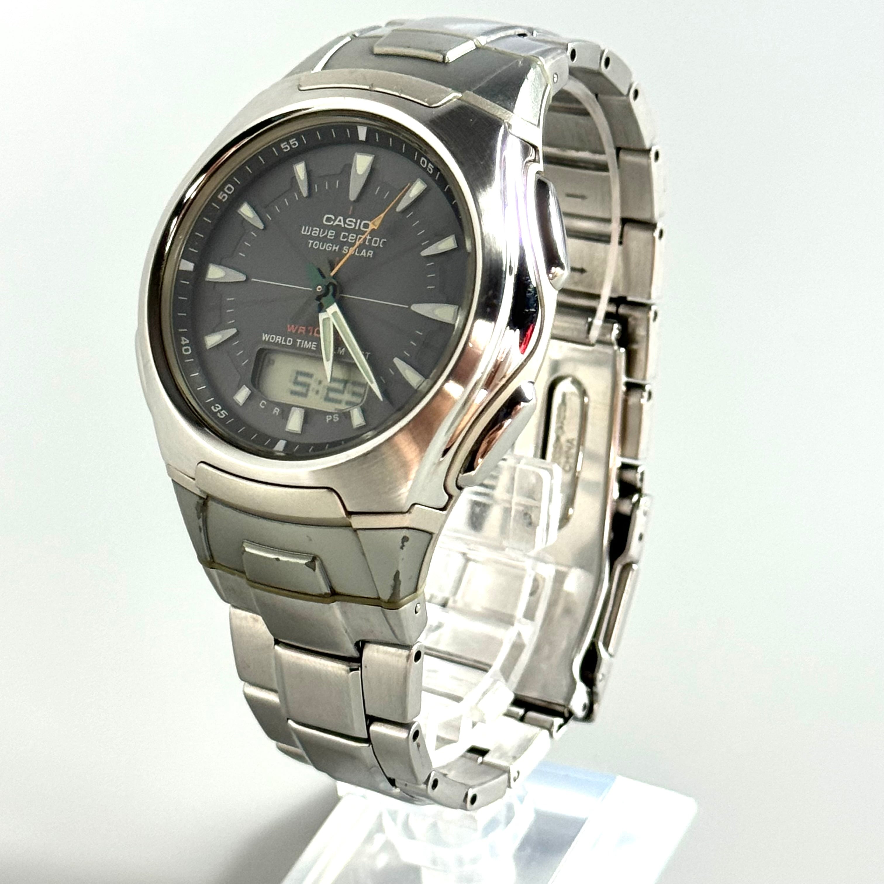 カシオ　CASIO　ウェーブセプター　 WVA-430J　電波ソーラー　アナデジ　グレー