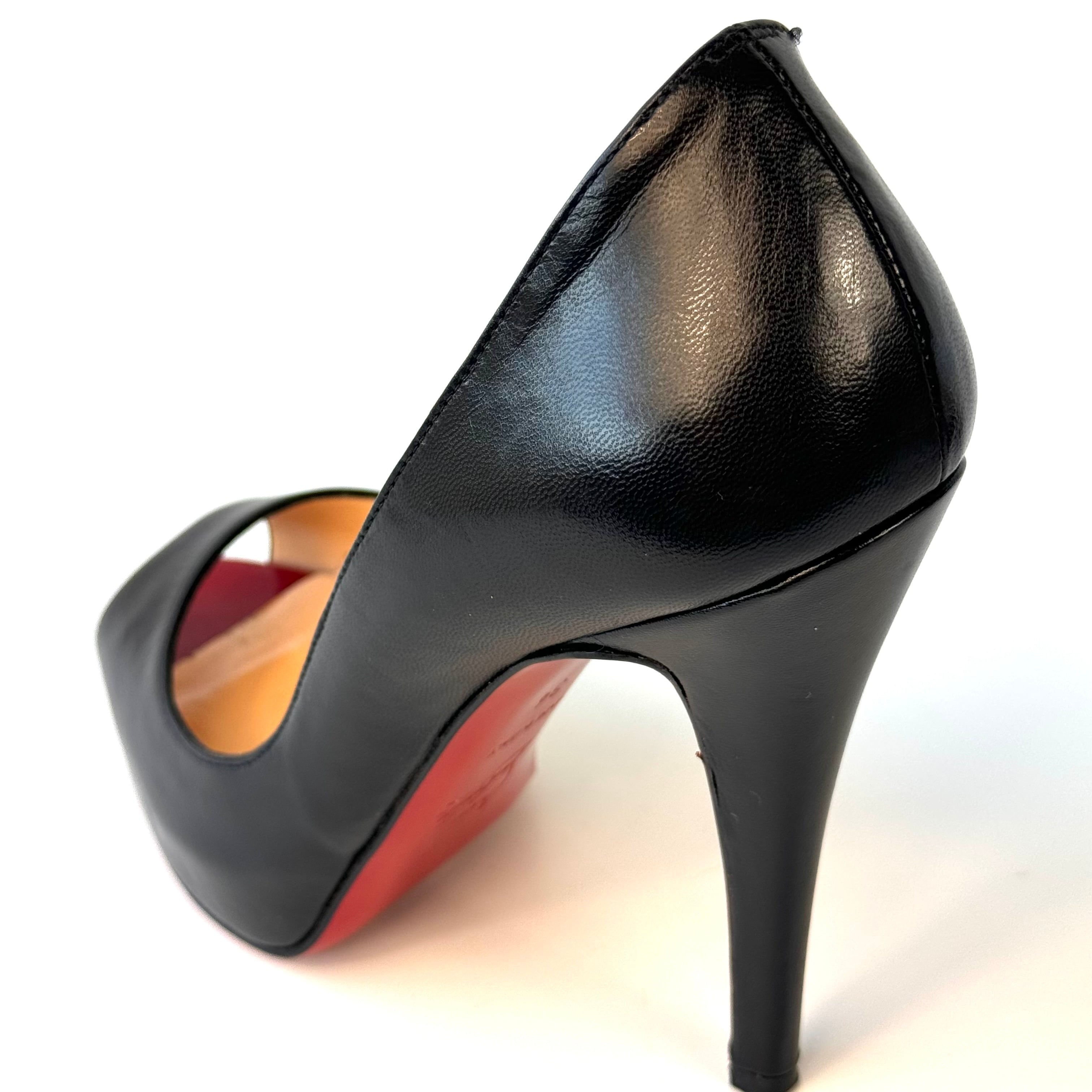 【美品】クリスチャンルブタン　パンプス　ピンヒール　オープントゥ　21cm　黒