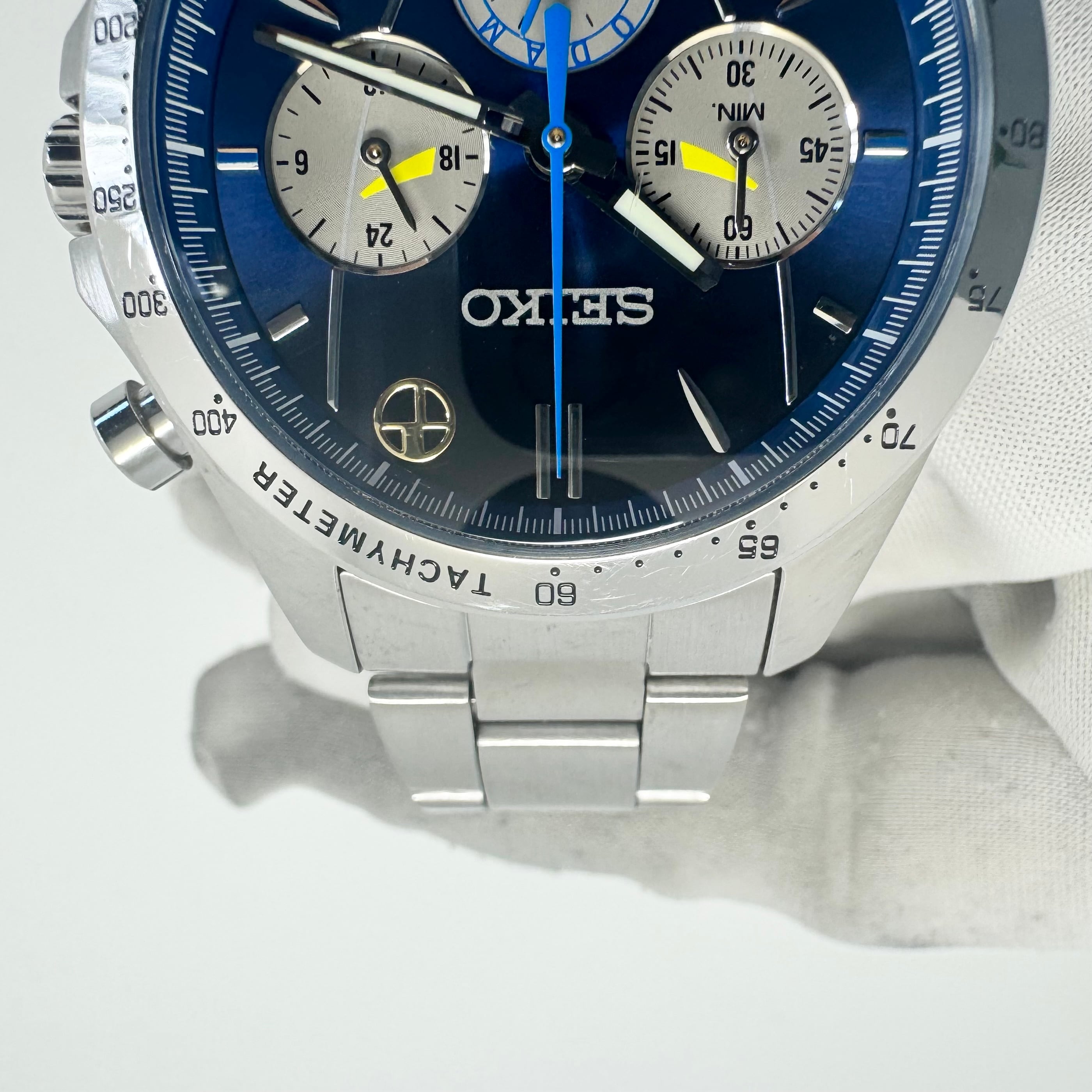 【希少】腕時計 メンズ セイコー SEIKO 8T63-0100 500系こだまウォッチ 500系新幹線 25周年記念モデル 5000本限定 クォーツ 青 クロノグラフ デイト表示 10気圧防水