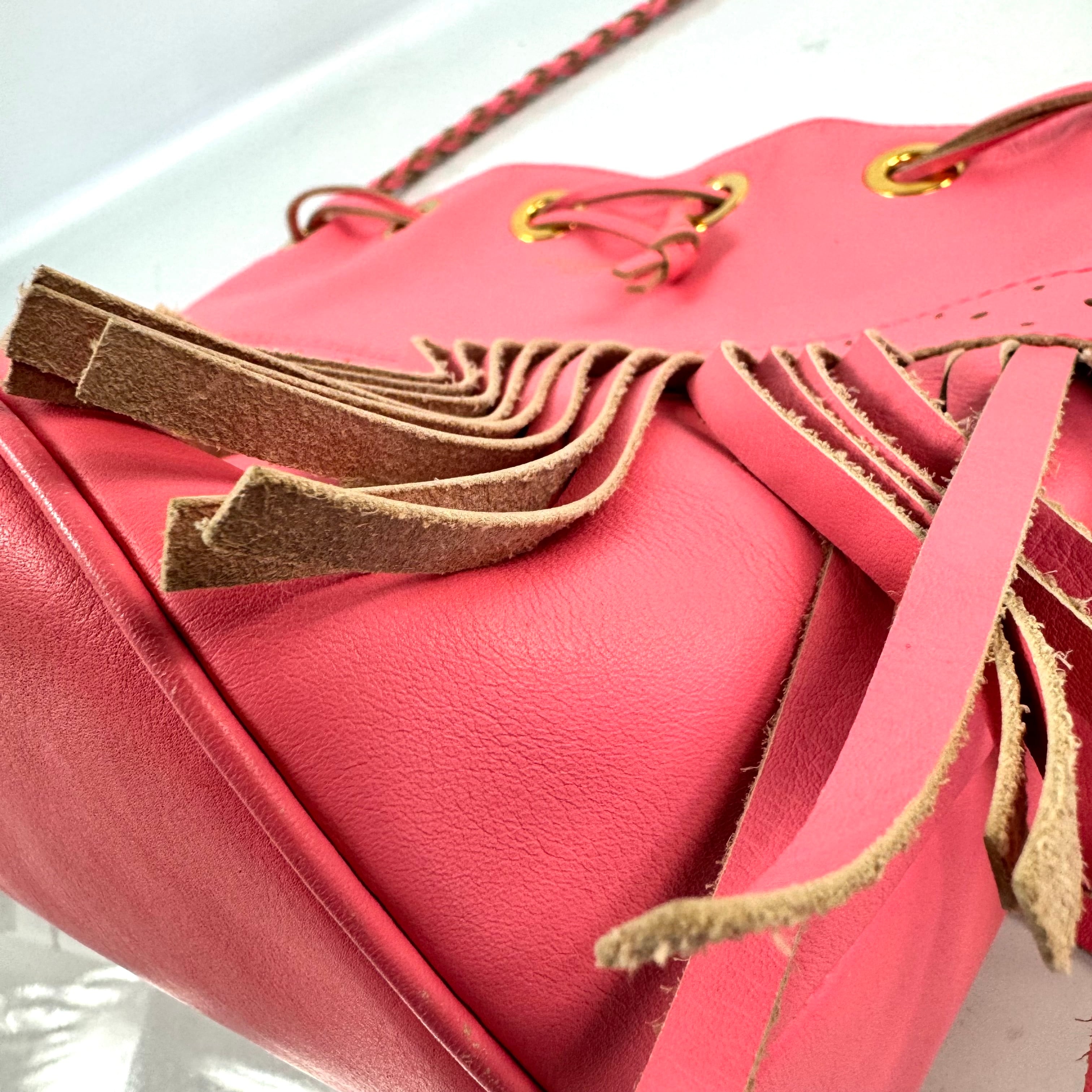 J&M DAVIDSON　カーニバル　L　ショルダーバッグ　フリンジ　ピンク