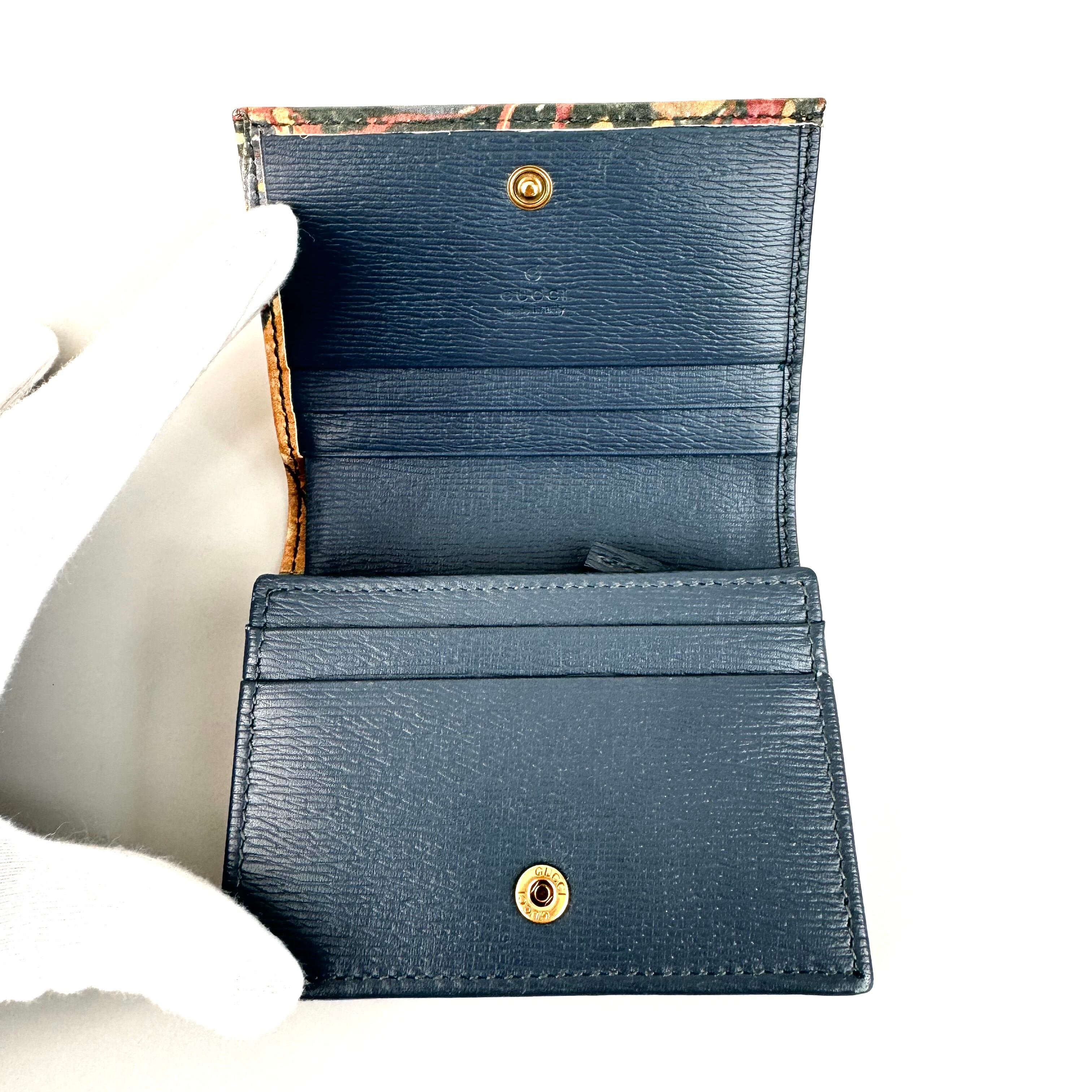 【希少】グッチ　ガーデン　財布　バタフライ　516929・0416　二つ折り財布　マーブルカラー　ネイビー