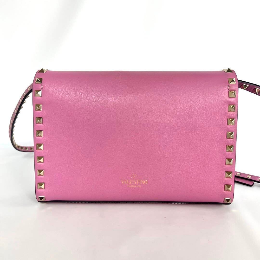 【美品】ヴァレンティノ　ロックスダッズ ショルダーバッグ レザー ピンク