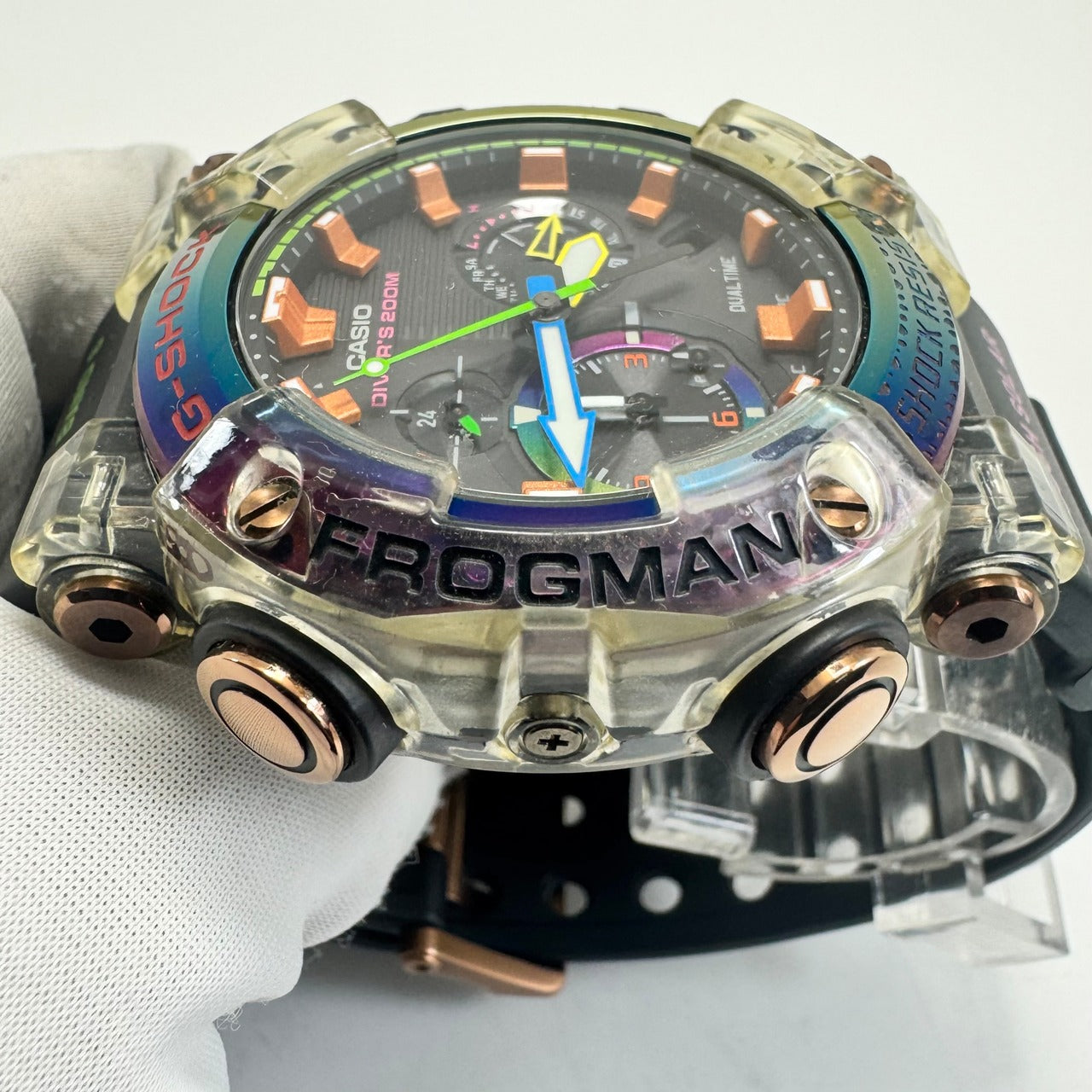 【希少品】腕時計 メンズ カシオ ジーショック G-SHOCK フロッグマン ボルネオ・レインボー・トード 虹蛙 GWF-A1000BRT-1AJR 世界限定2,000本 電波ソーラー 黒 デイト表示 スマホリンク 200m潜水用防水 カーボン 樹脂ベルト