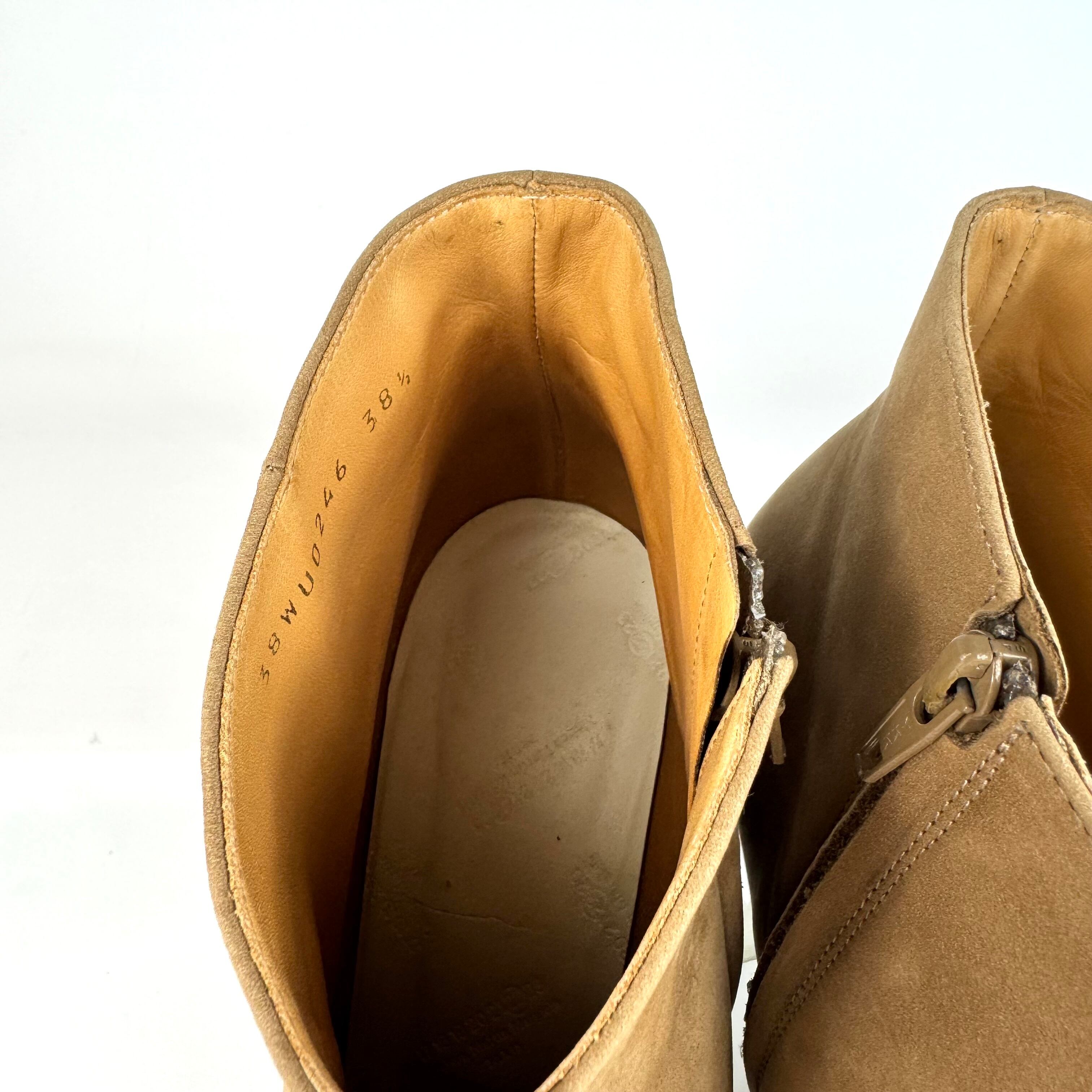 マルタンマルジェラ　ショートブーツ　クリアヒール　ラメ　スエード　ベージュ