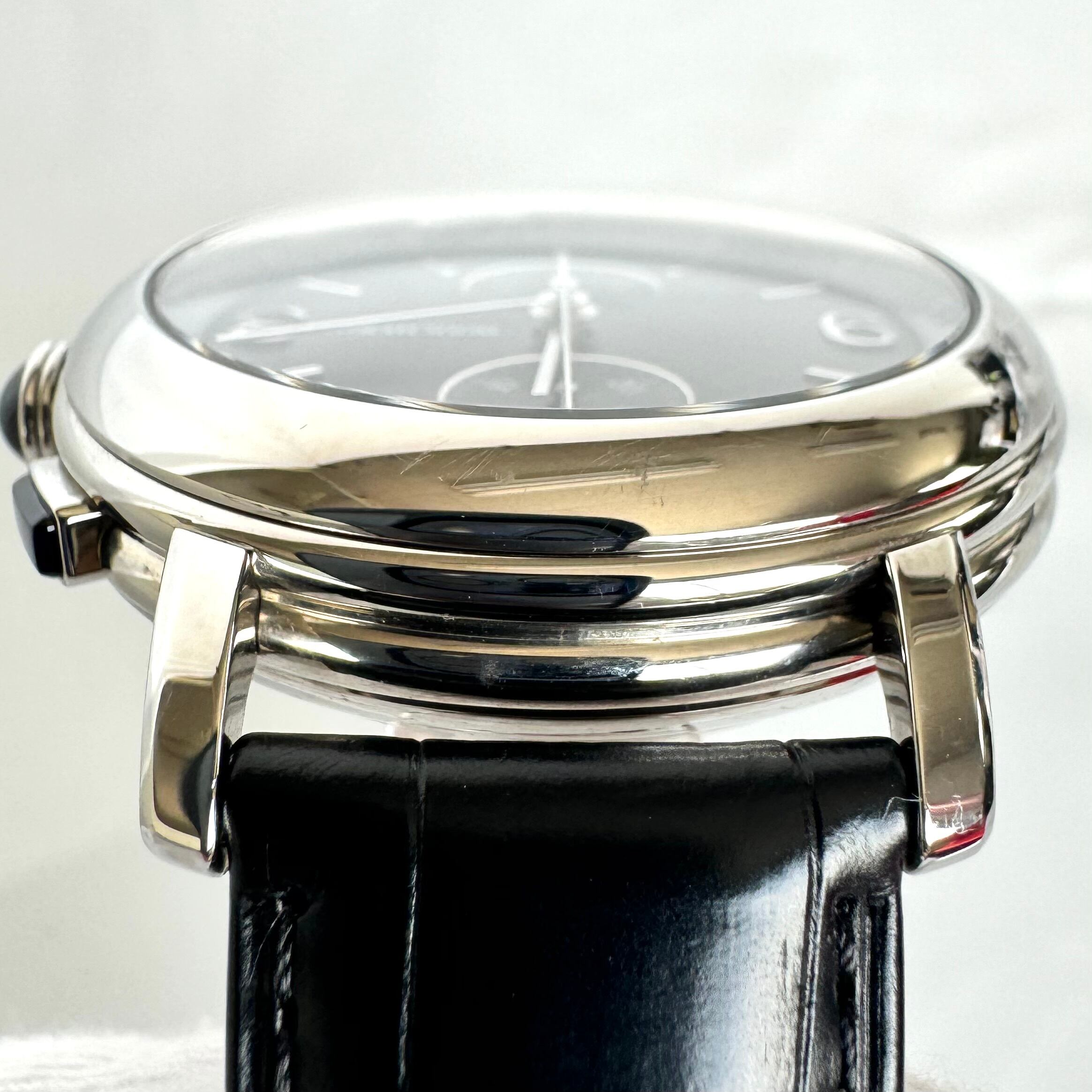 【美品】ブシュロン　エピュール　WA021302　自動巻　黒　クロノグラフ　裏スケ　革ベルト