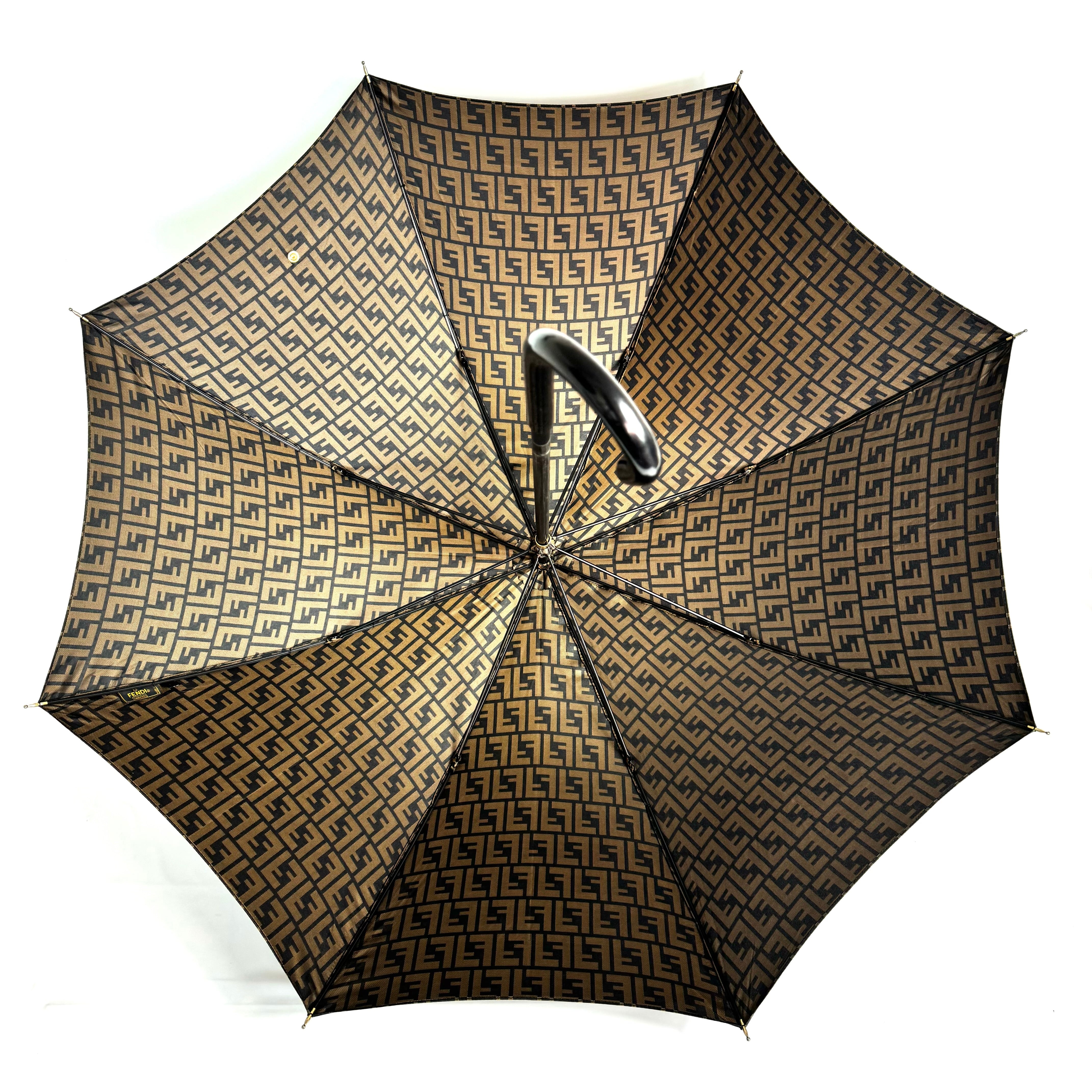 【美品】フェンディ　長傘　ズッカ柄　総柄　ユニセックス　ゴールド　黒