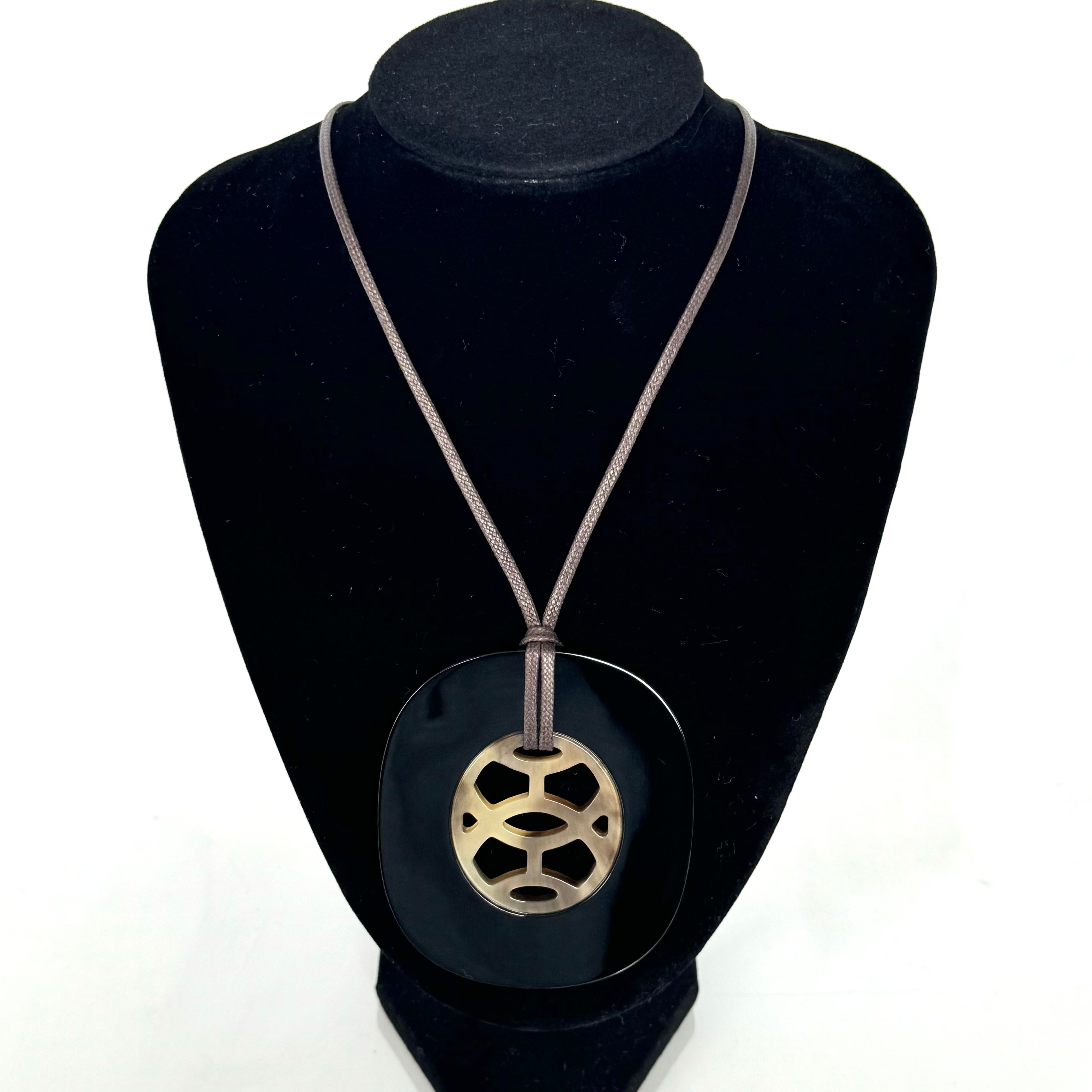 エルメス　バッファローホーン　リフト　ネックレス　ブラック　044536FL