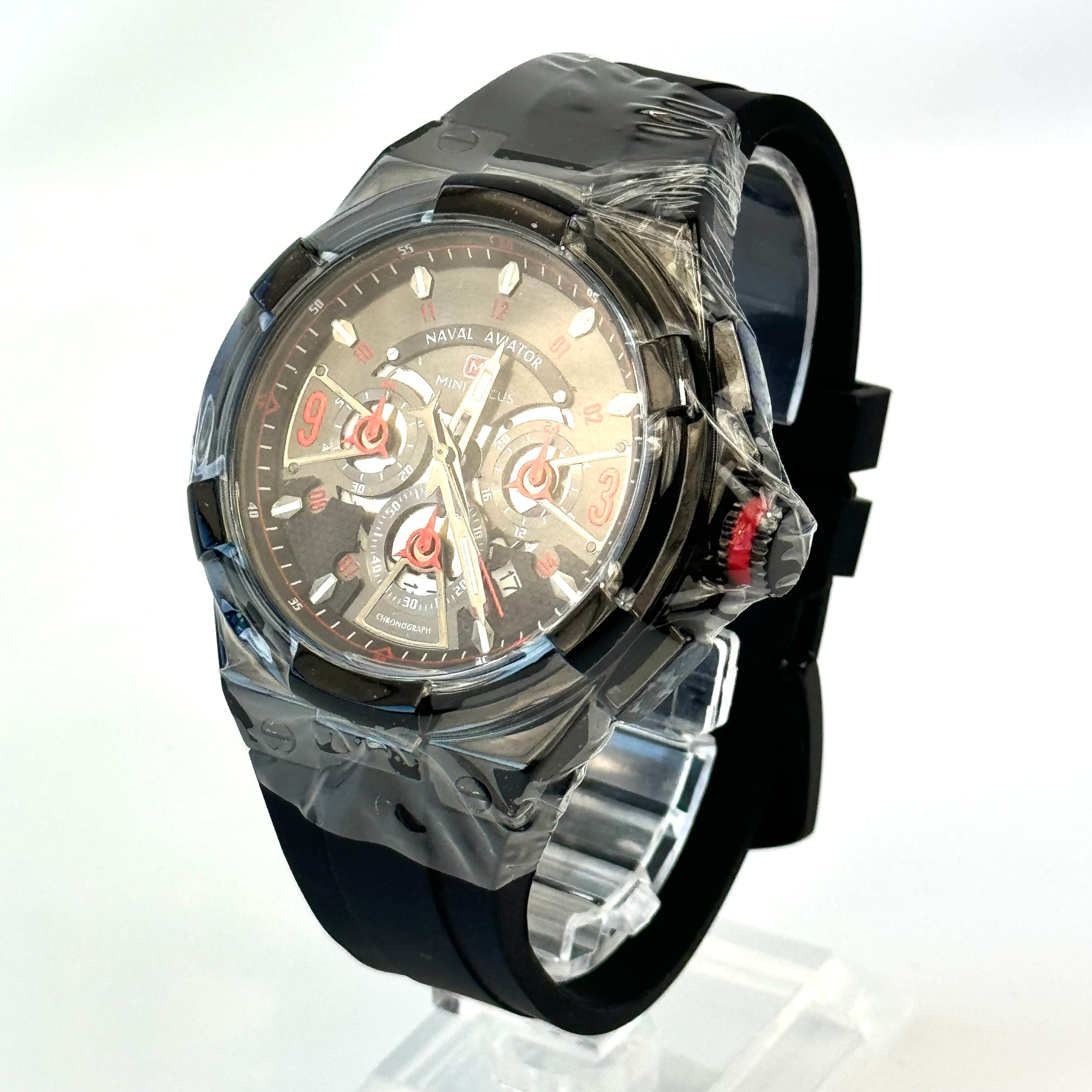 【未使用】ミニフォーカス　MINI FOCUS　MF0402G.05　クォーツ　グレー　クロノグラフ　デイト表示　樹脂ベルト