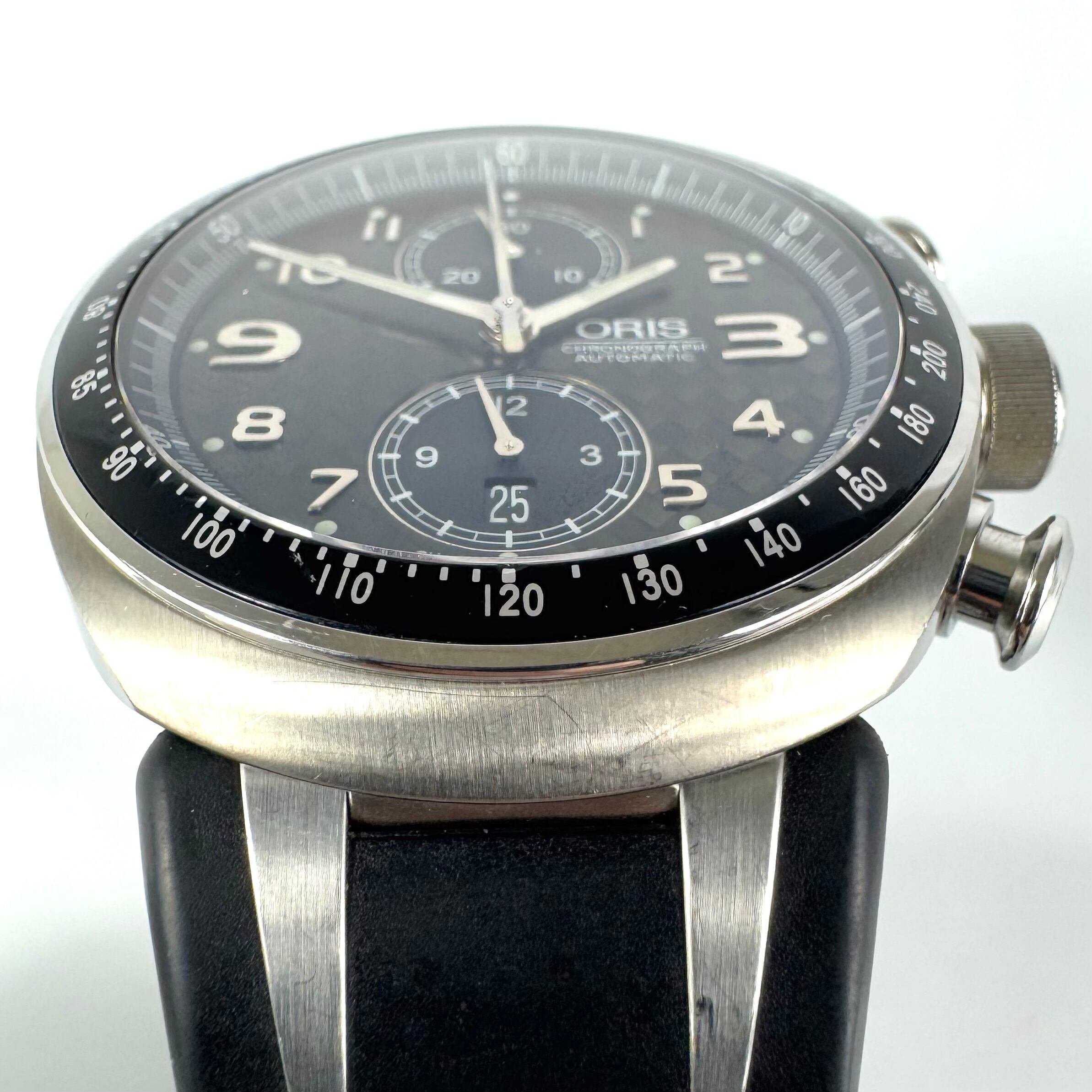 【希少】オリス　ウィリアムス　TT3　リミテッドエディション　7587　自動巻　クロノグラフ　デイト表示　裏スケ　黒　チタニウム　樹脂ベルト　世界限定3000本