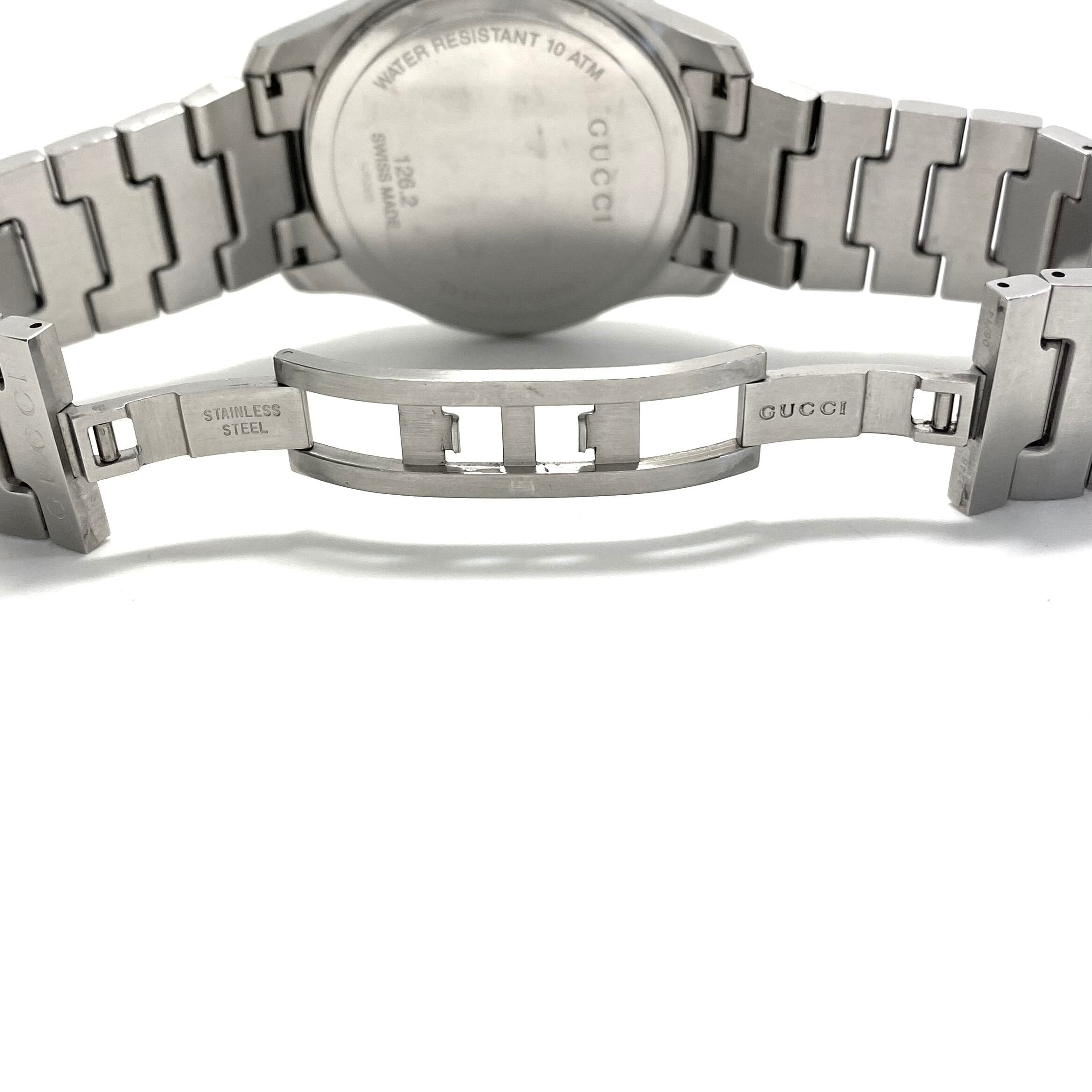 中古 腕時計 メンズ グッチ GUCCI Gタイムレス スポーツ YA126253 126.2 クォーツ ネイビー シェリーライン デイト表示 10気圧防水