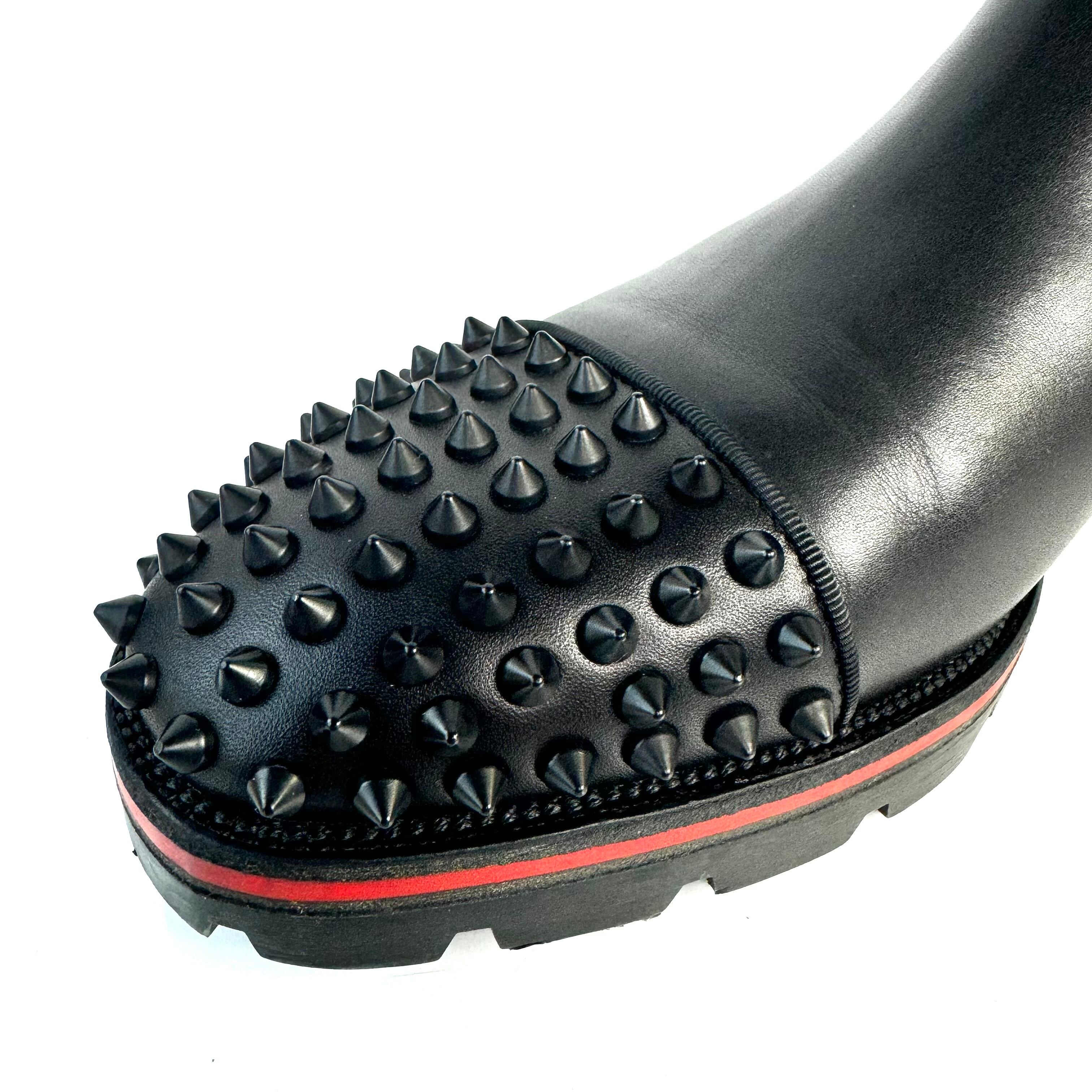 クリスチャンルブタン　サイドゴアブーツ　トゥスタッズ　レザー　黒　26cm