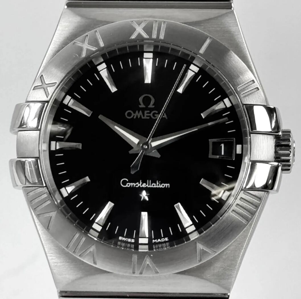【美品】オメガ　OMEGA　コンステレーション　123.10.35.60.01.001　クォーツ　デイト表示　黒　電池交換