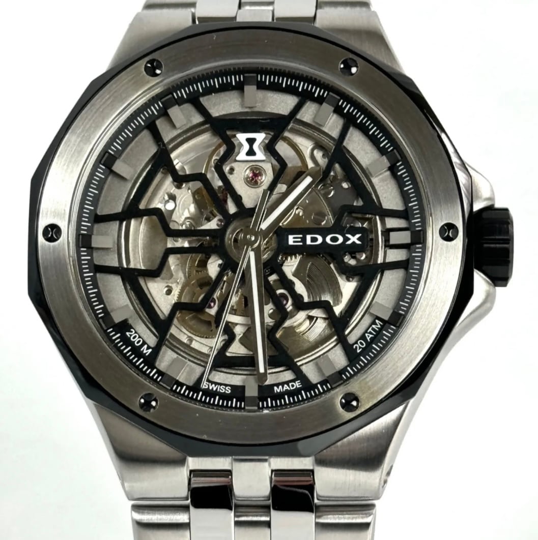 【美品】エドックス　EDOX　デルフィン　オリジナル　メカノ　85303-3NM-NBG　自動巻　スケルトン