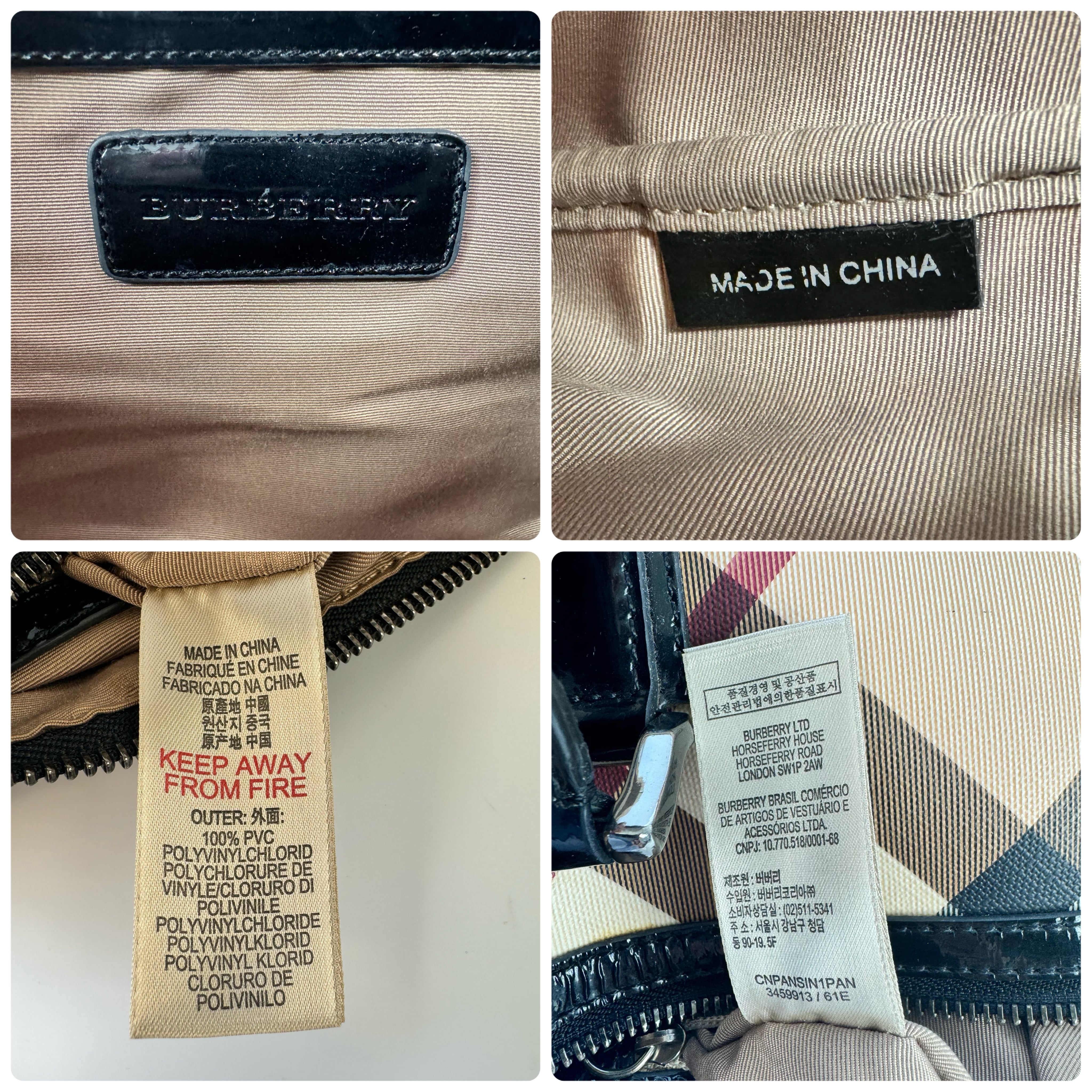 バーバリー　ミニボストンバッグ　ノバチェック　メガチェック　PVC×レザー　ベージュ系