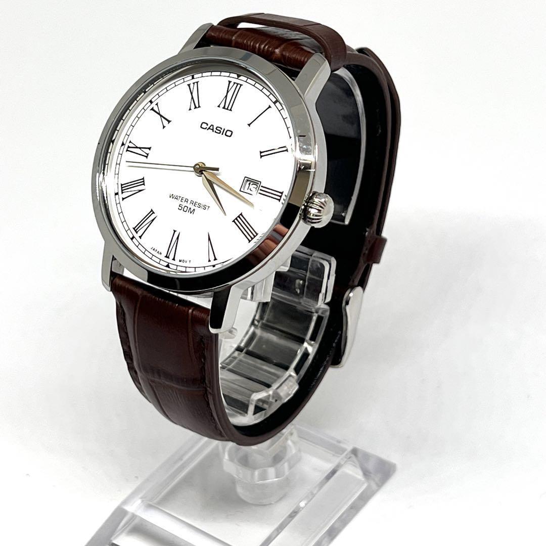 【美品】カシオ　MTP-E149　クォーツ　白　デイト表示　ローマ数字