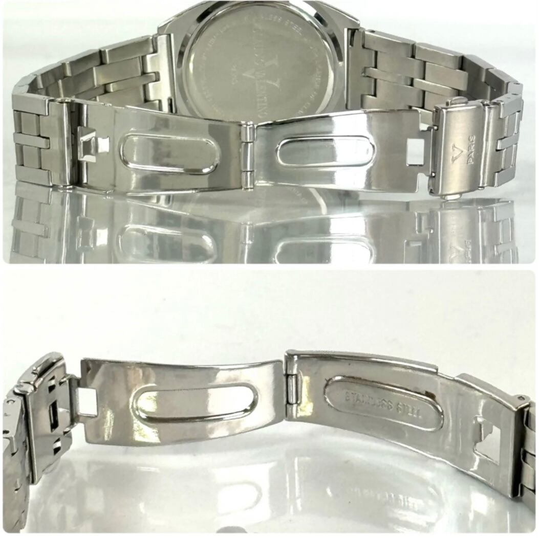 バレンチノ　CLAUDIO VALENTINO　クォーツ　デイデイト　ブルー　ラインストーン