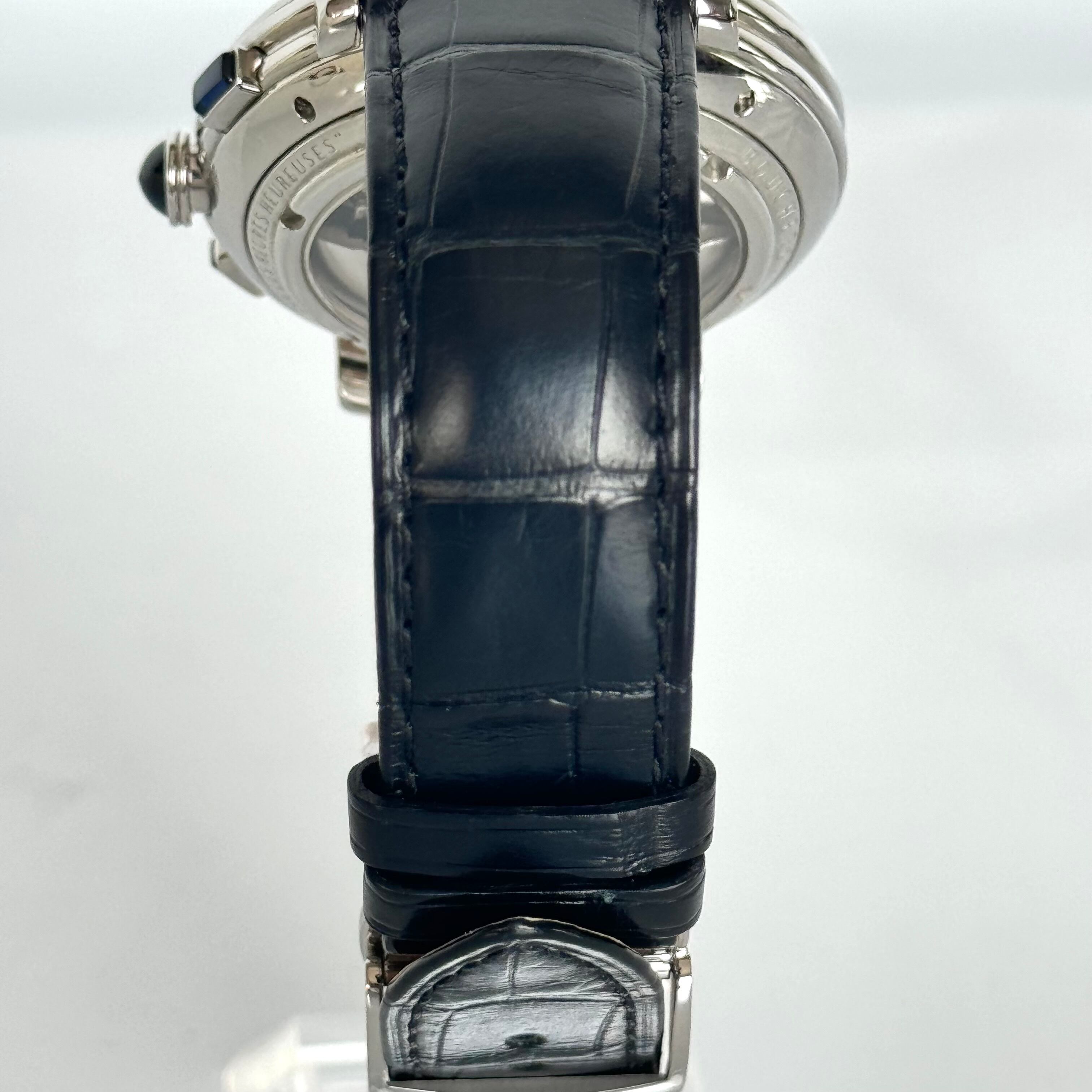 【美品】ブシュロン　エピュール　WA021302　自動巻　黒　クロノグラフ　裏スケ　革ベルト